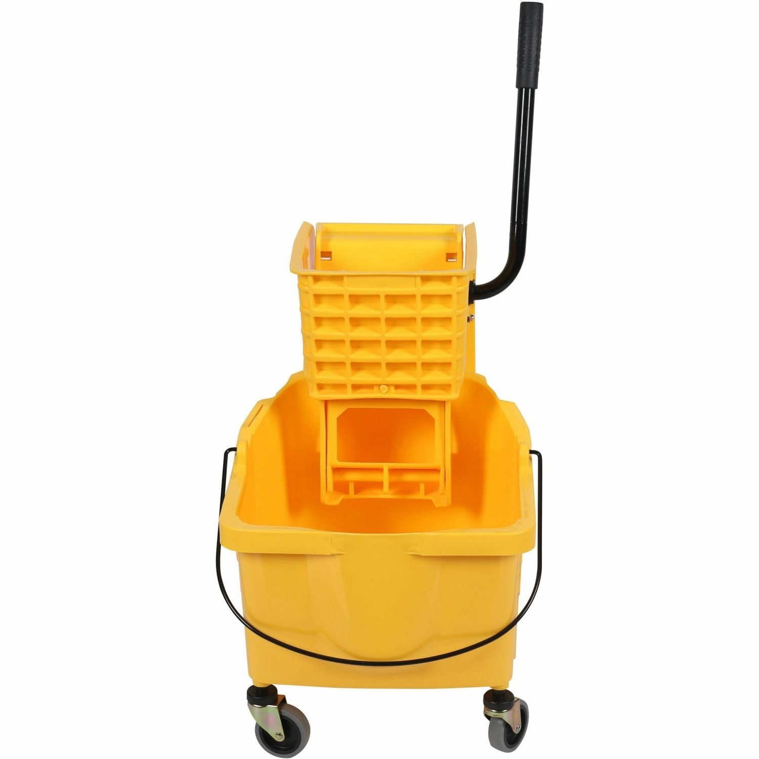 Genuine Joe Sidepress Bucket/Wringer Combo, 21inH x 16inW x 14inD, Yellow - Image 3
