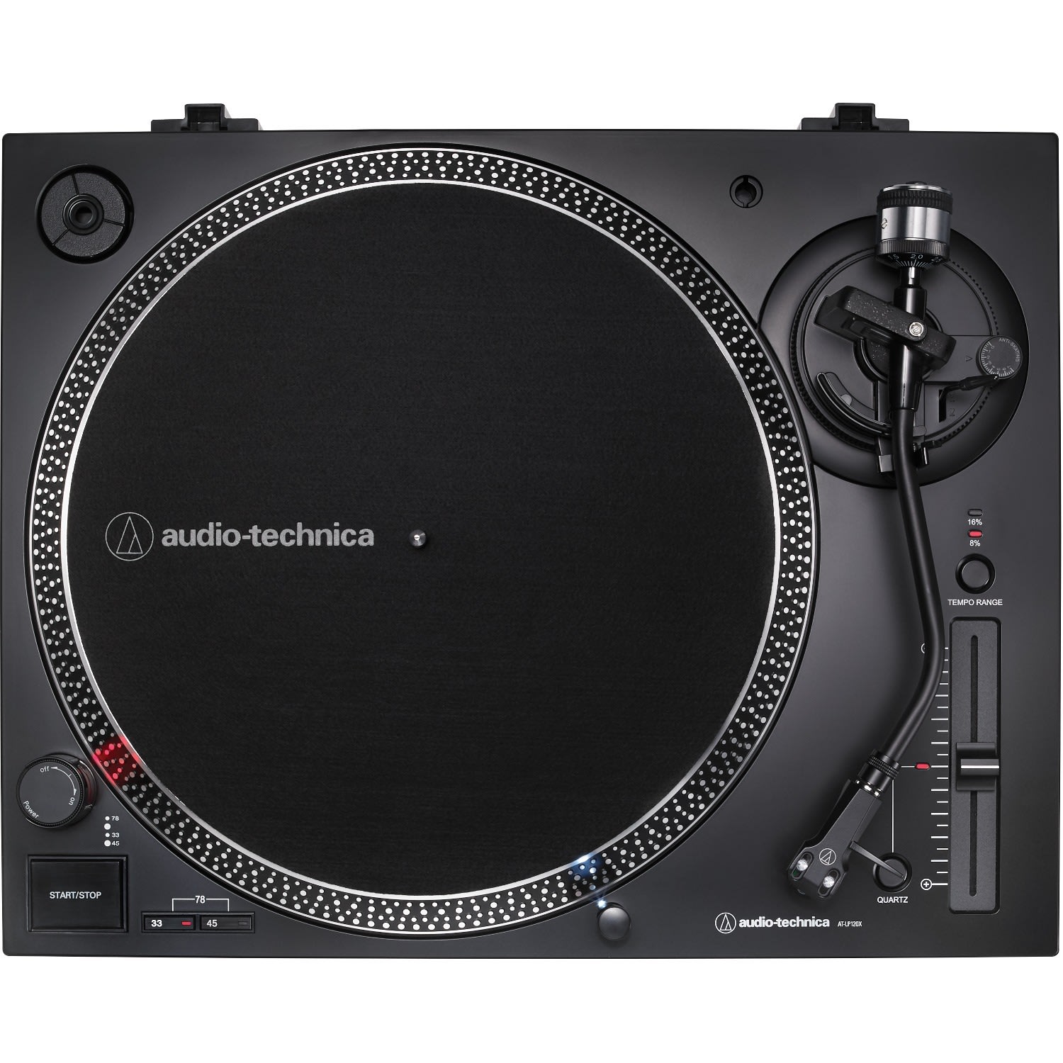 Audio-Technica Direct-Drive Turntable (Analog & USB) - Direct Drive - S-shaped Manual Tone Arm - 33.33, 45, 78 rpm - Analog MagneticDie-cast Aluminum Platter - Black - USB - Image 4
