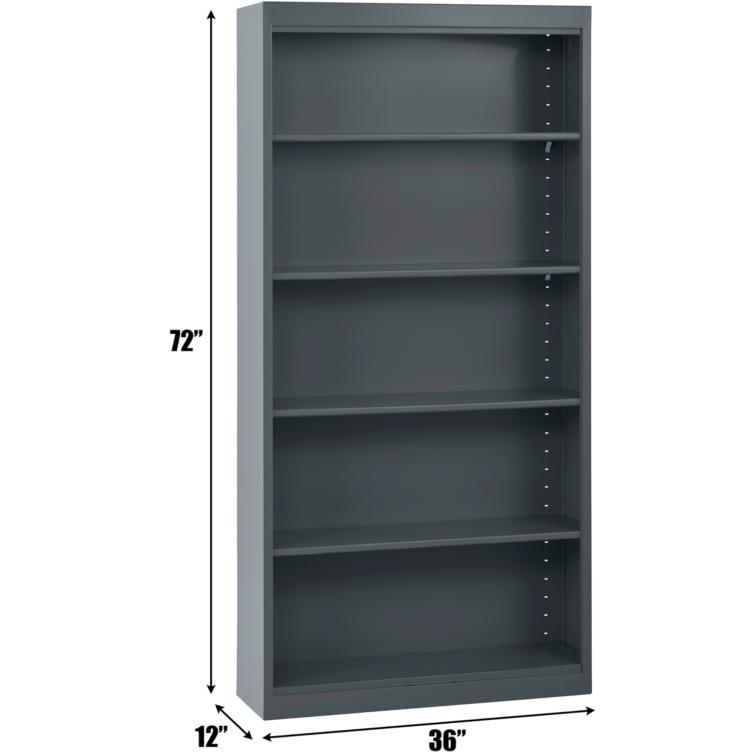 Sandusky 72inH 5-Shelf Welded Steel Bookcase, Charcoal - Image 6