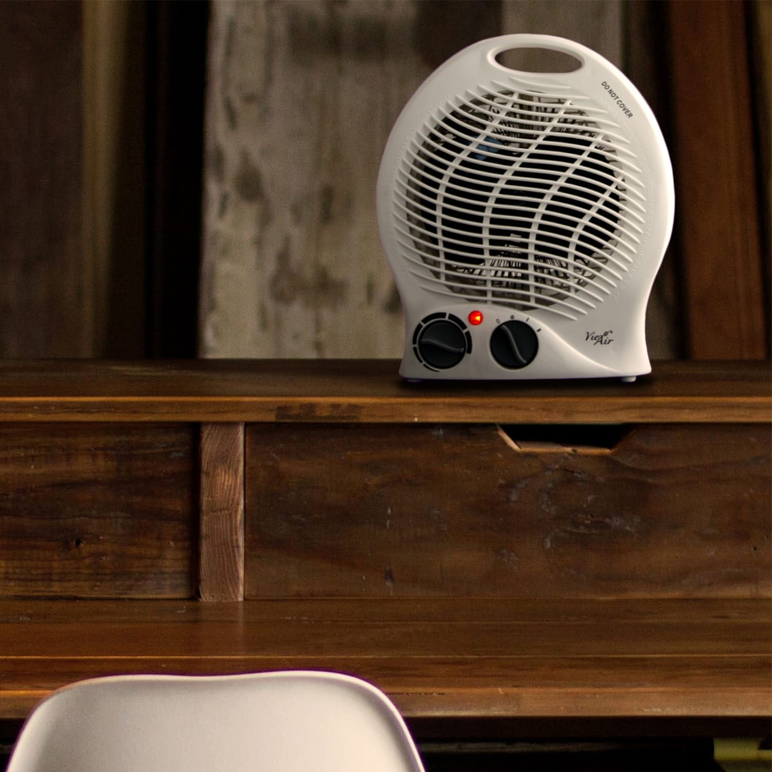 Vie Air 1500-Watt Fan Home Heater, 5inH x 9inW x 10-3/4inD, White - Image 3