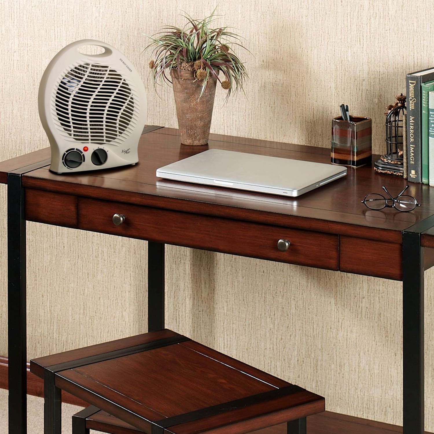 Vie Air 1500-Watt Fan Home Heater, 5inH x 9inW x 10-3/4inD, White - Image 6