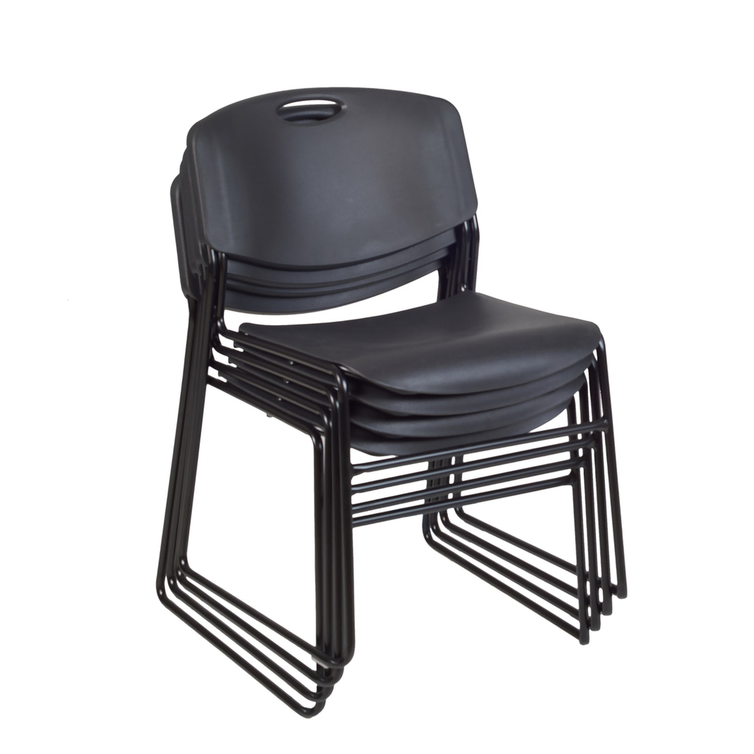 Regency Zeng Polyurethane Armless Stacking Chairs, Black, Pack Of 4 Chairs