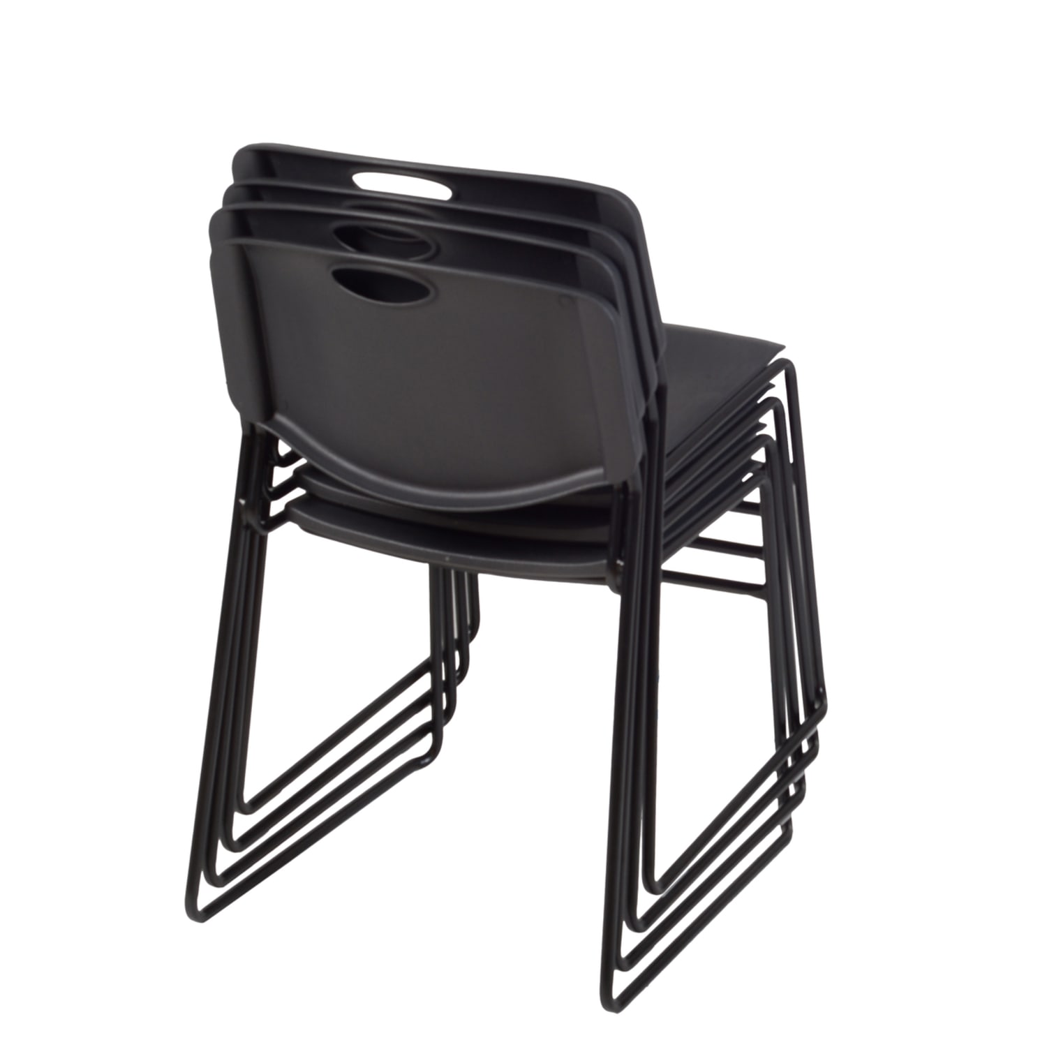 Regency Zeng Polyurethane Armless Stacking Chairs Black Pack Of 4 Chairs PopularChairscom