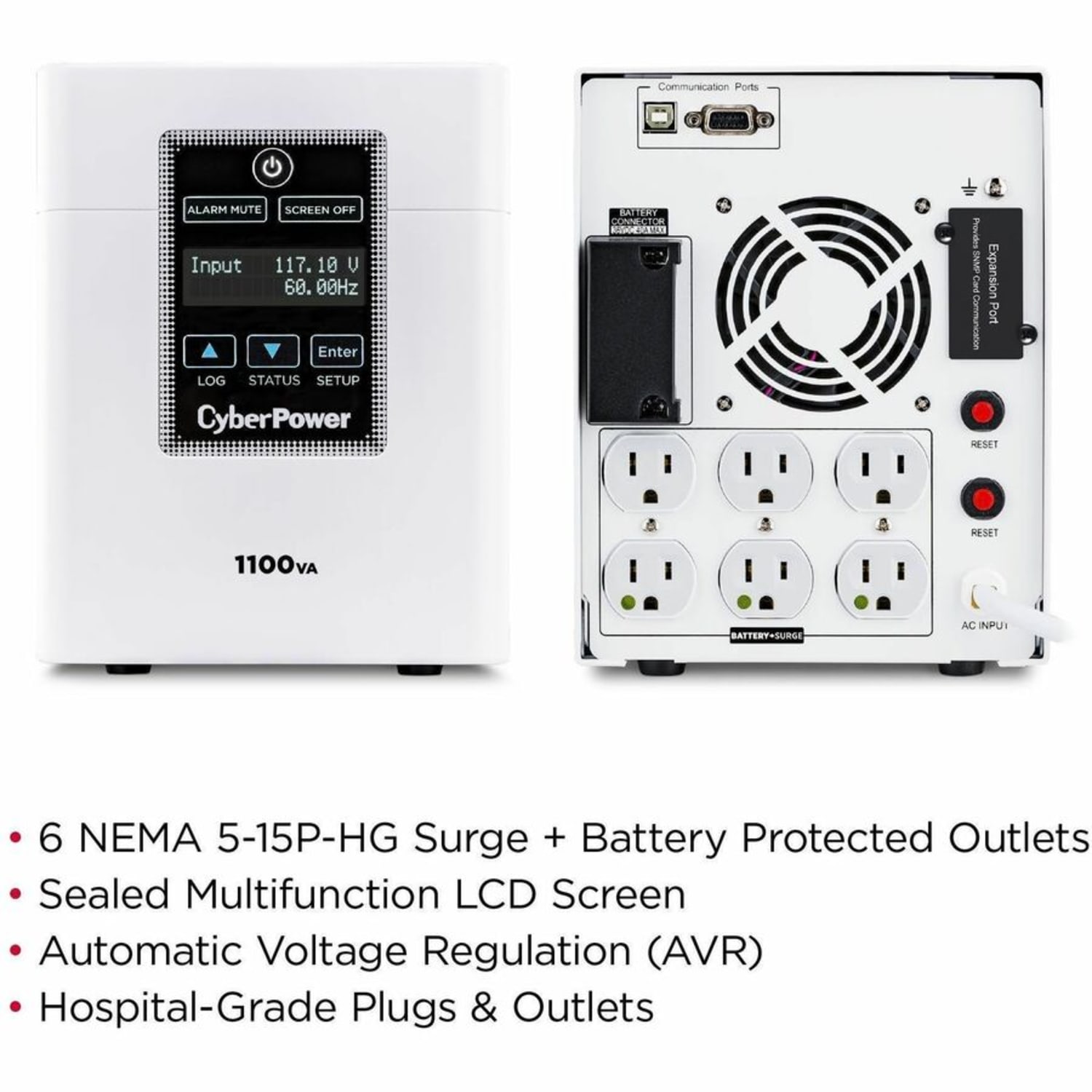 CyberPower Medical Grade M1100XL - UPS - AC 120 V - 880 Watt - 1100 VA - 3 x battery - lead acid - 9 Ah - USB, serial - output connectors: 6 - Image 5