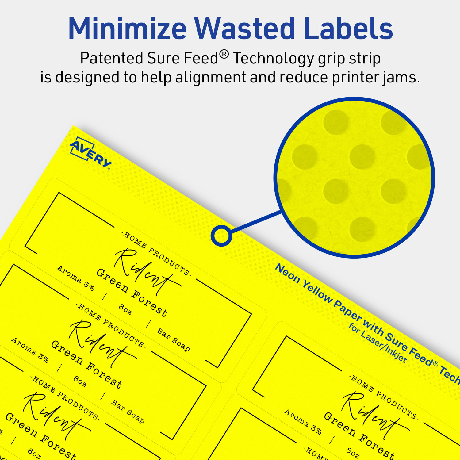 Avery Printable Labels With Sure Feed Technology, 94206-NYP20, Rectangle, 1-1/3in x 4in, Matte Neon Yellow, Pack of 280 - Image 5
