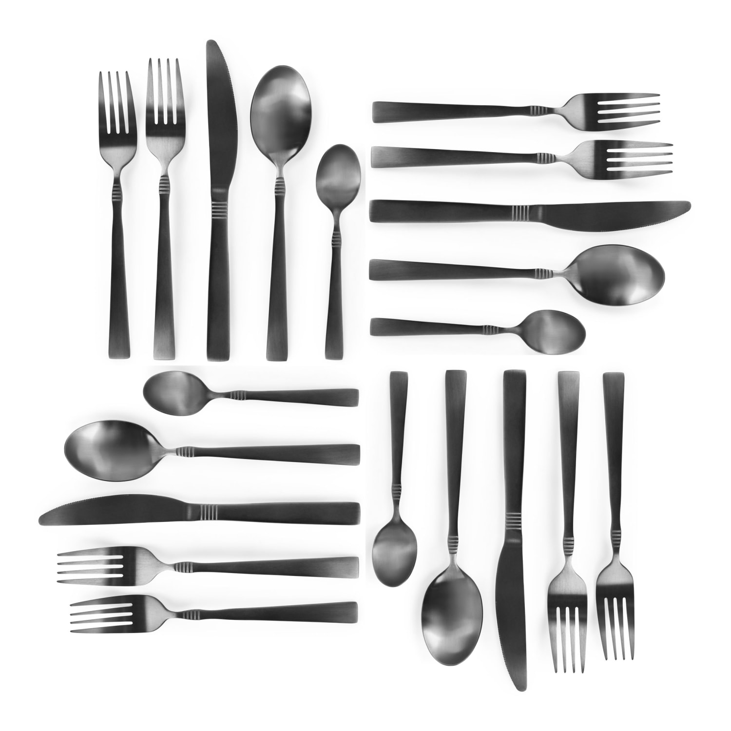 MegaChef Cravat 20-Piece Flatware Utensil Set, Black - Image 4