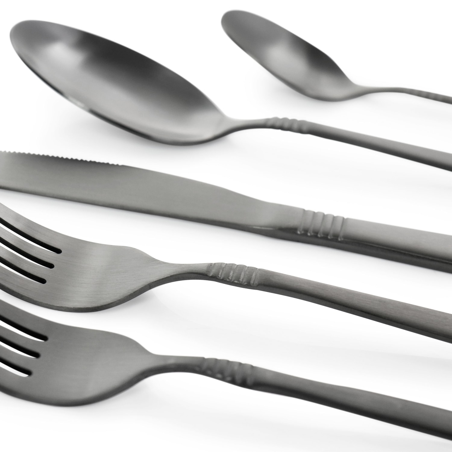 MegaChef Cravat 20-Piece Flatware Utensil Set, Black - Image 6
