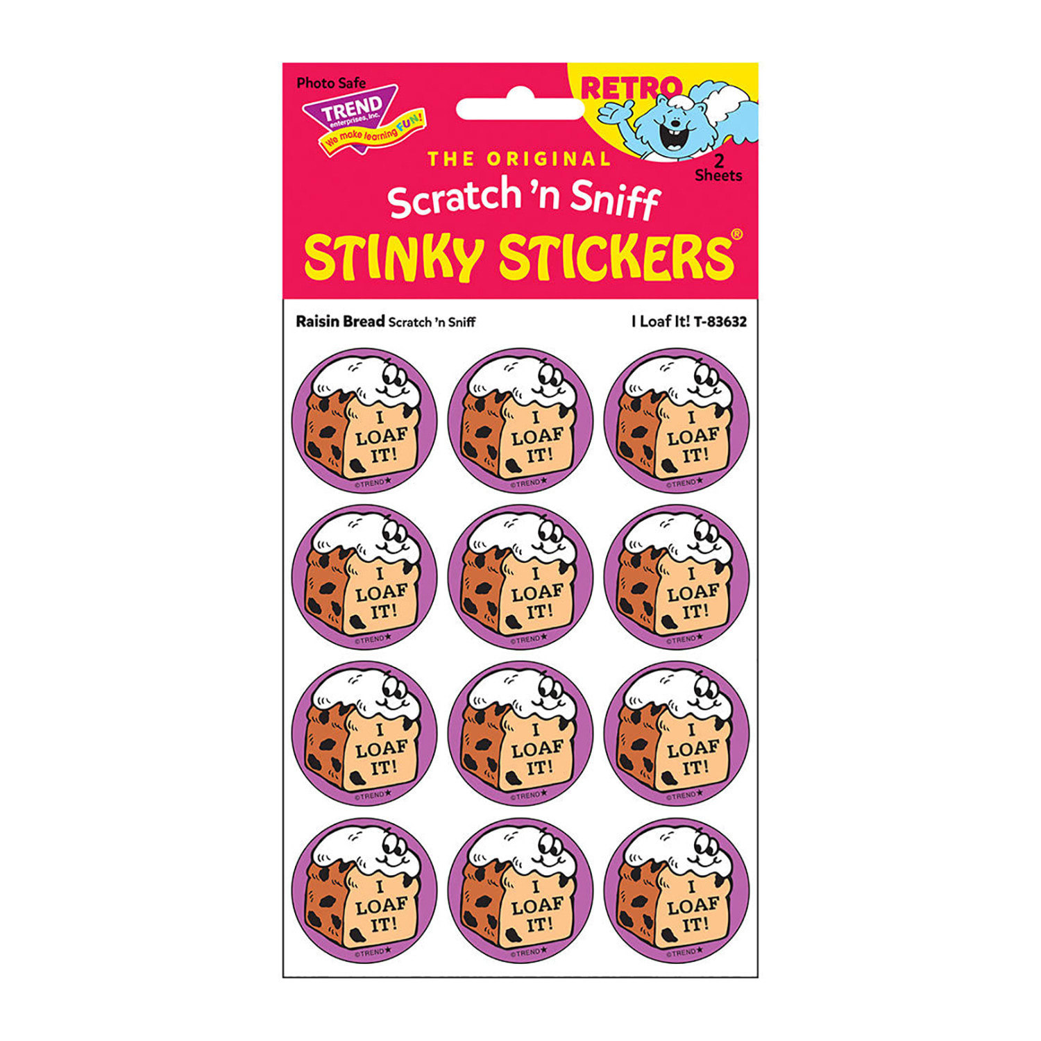 Trend Retro Scratch N Sniff Stinky Stickers, I Loaf It!/Raisin Bread Scent, 24 Stickers Per Pack, Bundle Of 6 Packs - Image 4