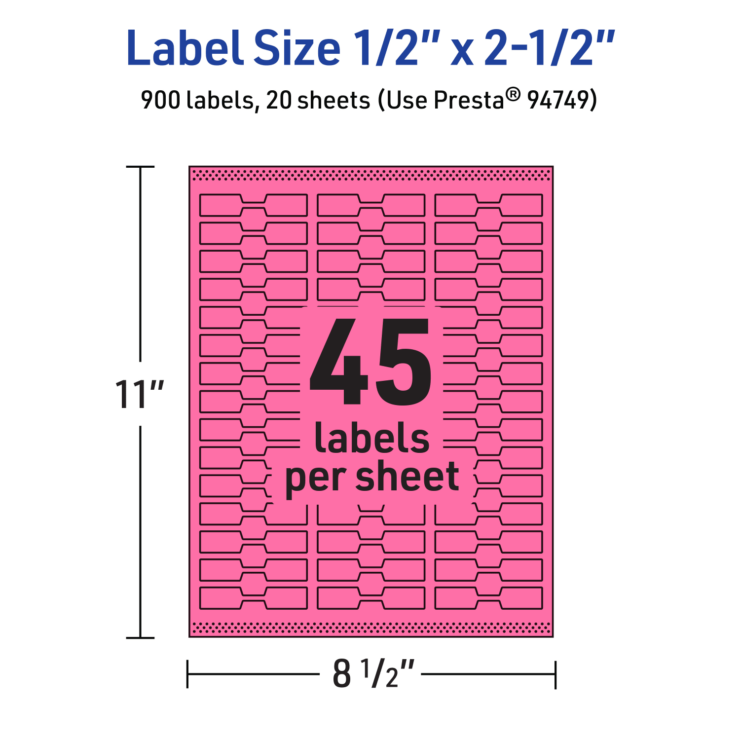 Avery Printable Labels With Sure Feed Technology, 94749-BPP20, Barbell, 1/2in x 2-1/2in, Matte Bright Pink, Pack of 900 - Image 6