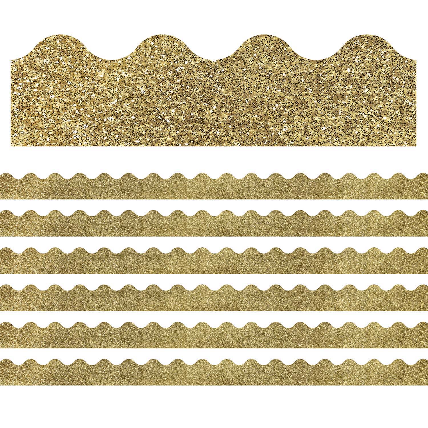 Carson Dellosa Education Scalloped Bulletin Board Borders, Sparkle + Shine Gold Glitter, 39ft Per Pack, Set Of 6 Packs