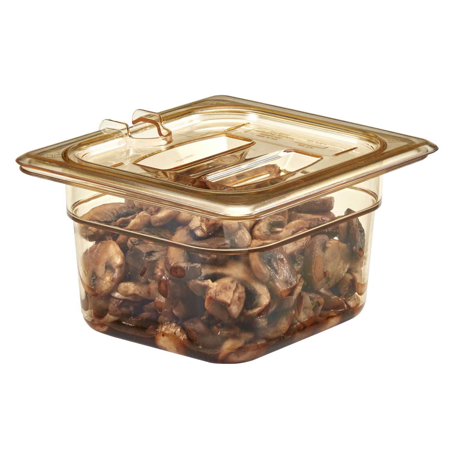Cambro H-Pan High-Heat GN 1/6 Notched Covers With Handles, 1-1/16inH x 6-3/8inW x 7inD, Amber, Pack Of 6 Covers - Image 3