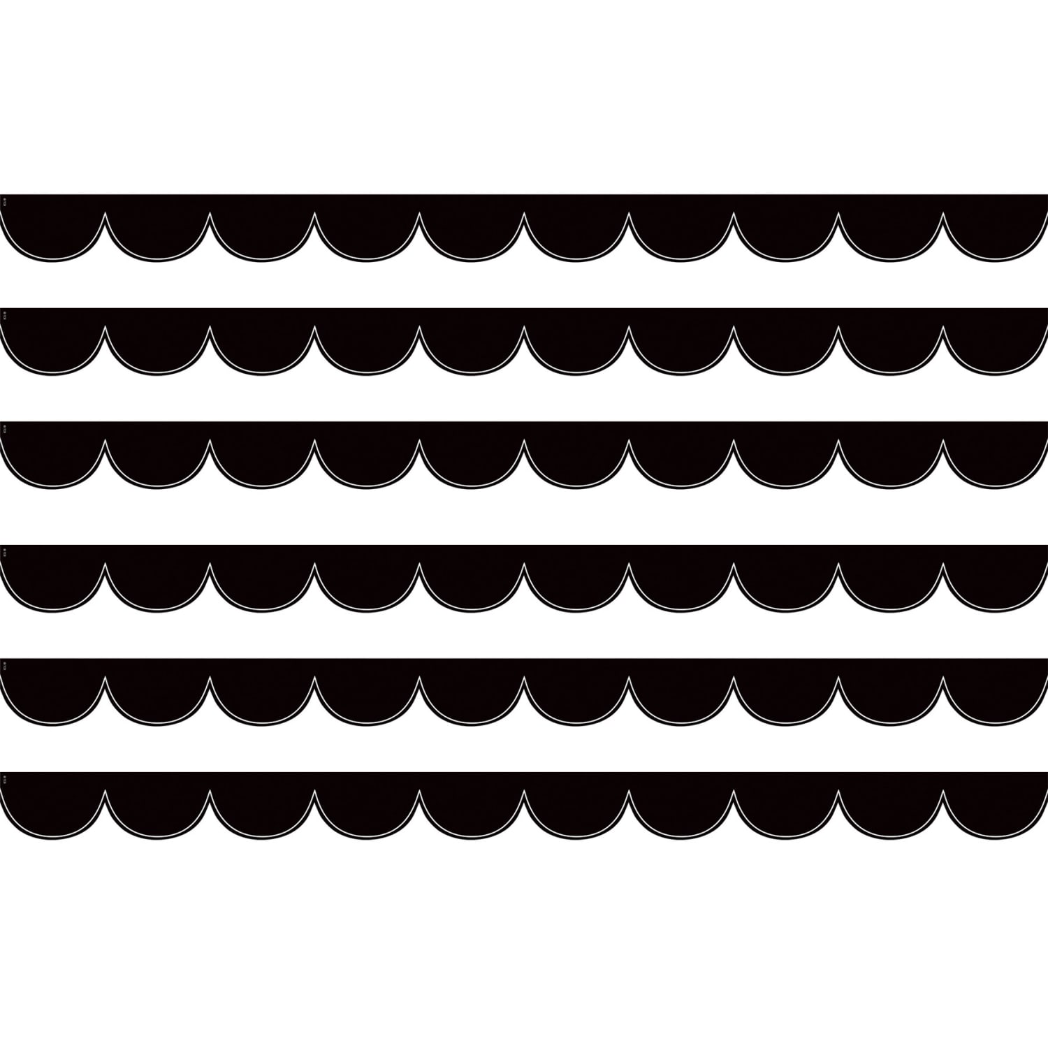 Teacher Created Resources Scalloped Border Trim Packs, 35', Black/White, Set Of 6 Packs