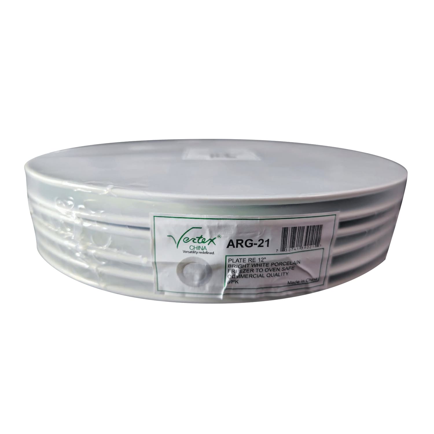 Hoffman Vertex China Ceramic Argyle Collection Rolled Edge Plates, 12in, Bright White, Case Of 12 Plates - Image 3