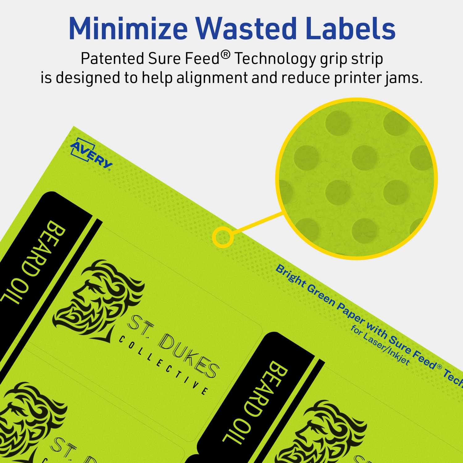Avery Print-To-The-Edge Labels With Sure Feed Technology And Easy Peel, 94240-BGP40, Rectangle, 2in x 3-3/4in, Matte Bright Green, Pack of 320 - Image 5