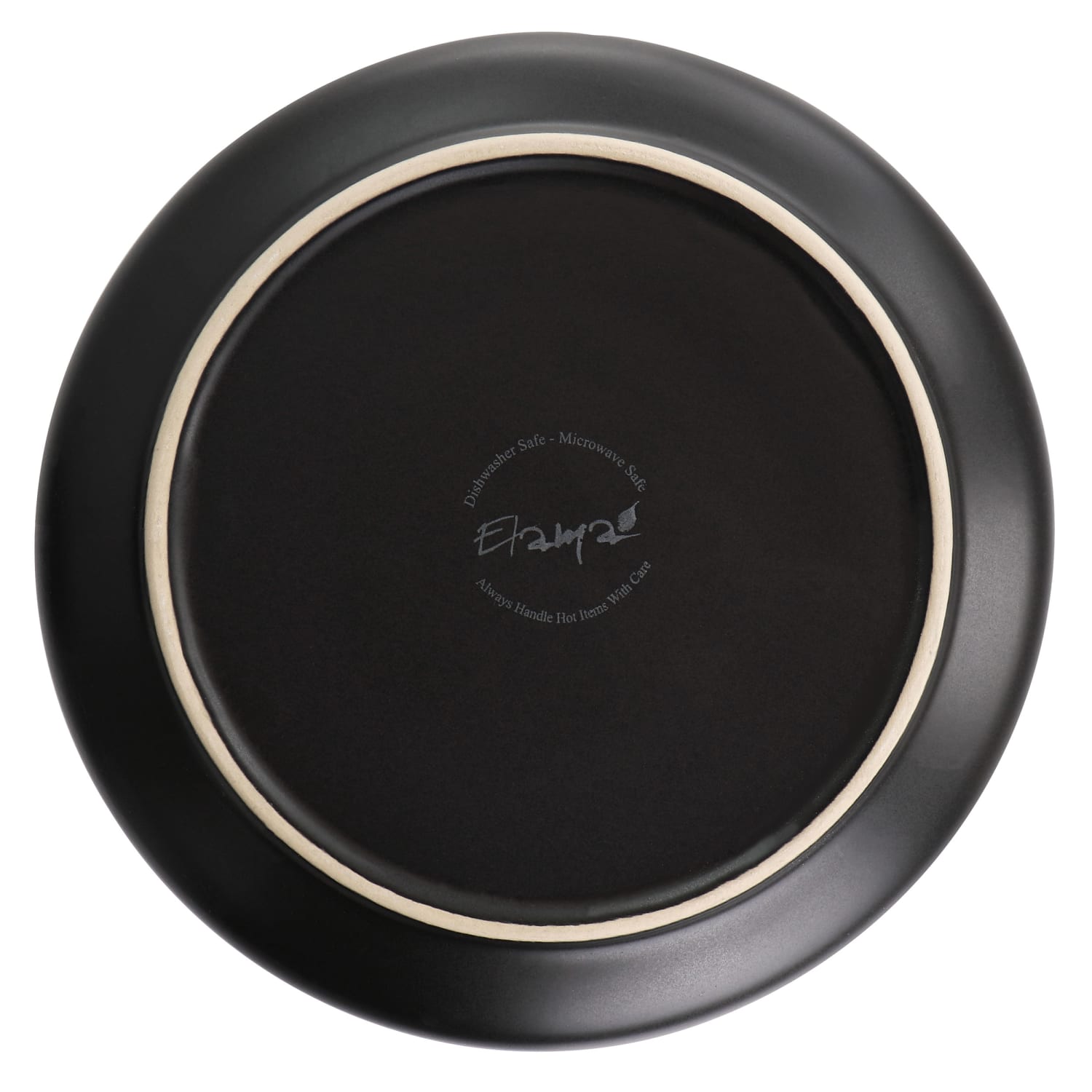 Elama Paul 6-Piece Round Stoneware Salad Plate Set, 8in, Matte Black/Gold - Image 3