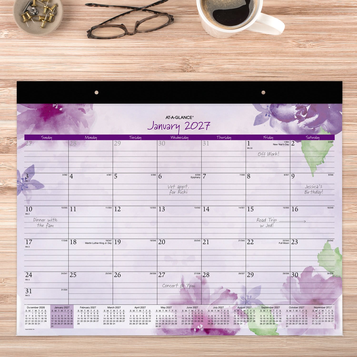 AT-A-GLANCE Beautiful Day 2027 Monthly Desk Pad Calendar, Standard, 21 3/4in x 17in - Image 3