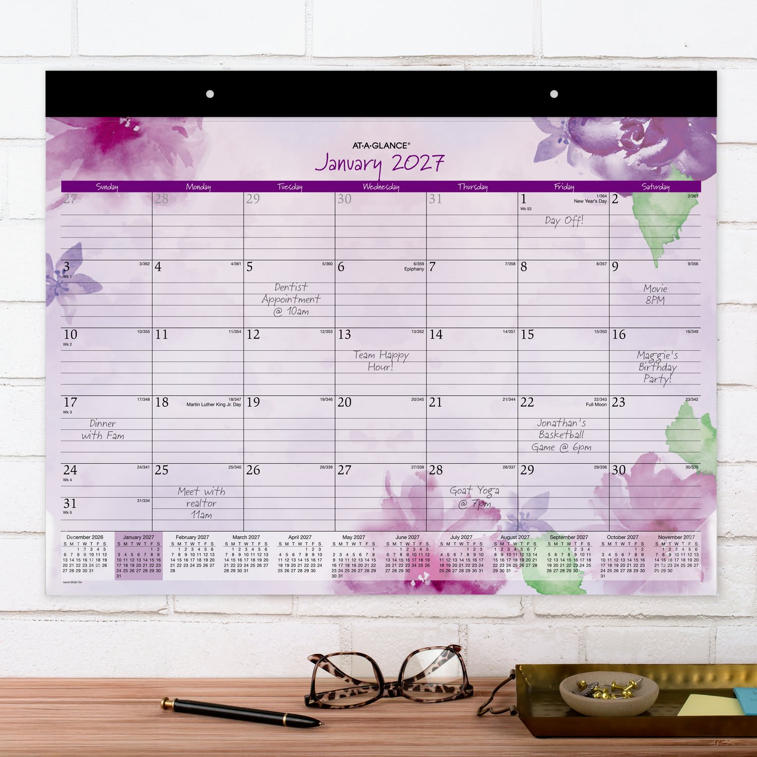 AT-A-GLANCE Beautiful Day 2027 Monthly Desk Pad Calendar, Standard, 21 3/4in x 17in - Image 4