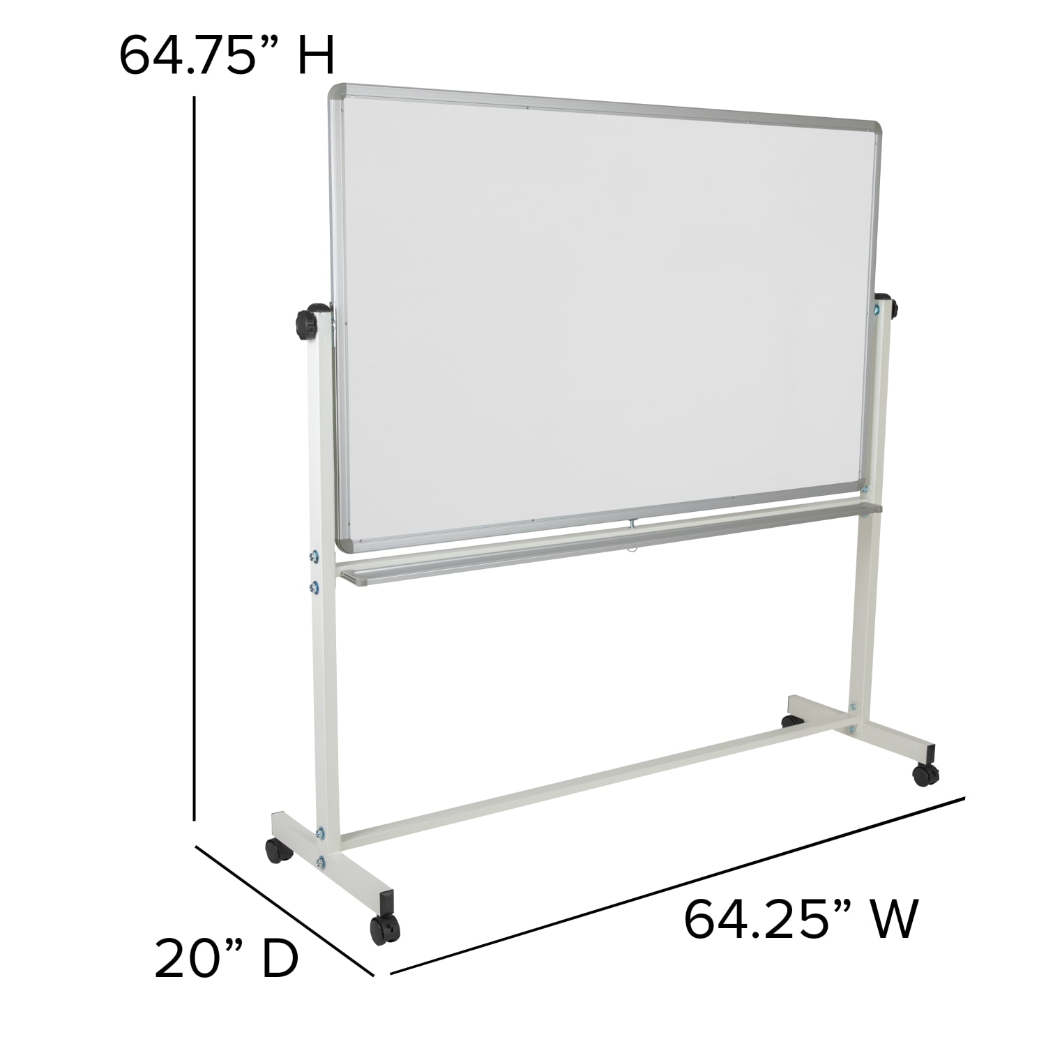Flash Furniture Mobile Reversible Magnetic Dry-Erase Whiteboard, 64 3/4in x 64 1/4in, Aluminum Frame With Silver Finish - Image 6