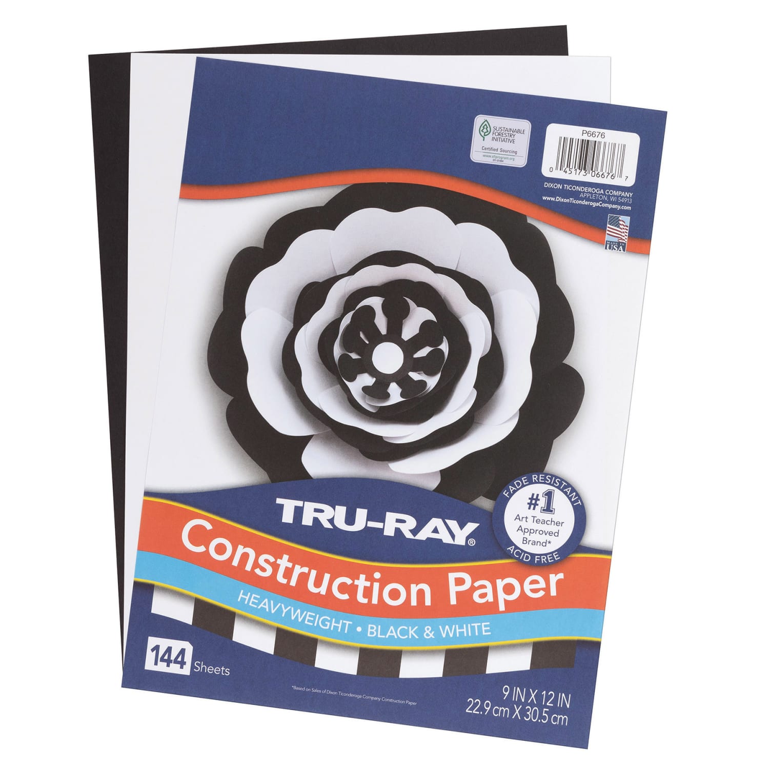 Tru-Ray Construction Paper, Heavyweight, 9in x 12in, Black & White, 144 Sheets Per Pack, Set Of 5 Packs - Image 3