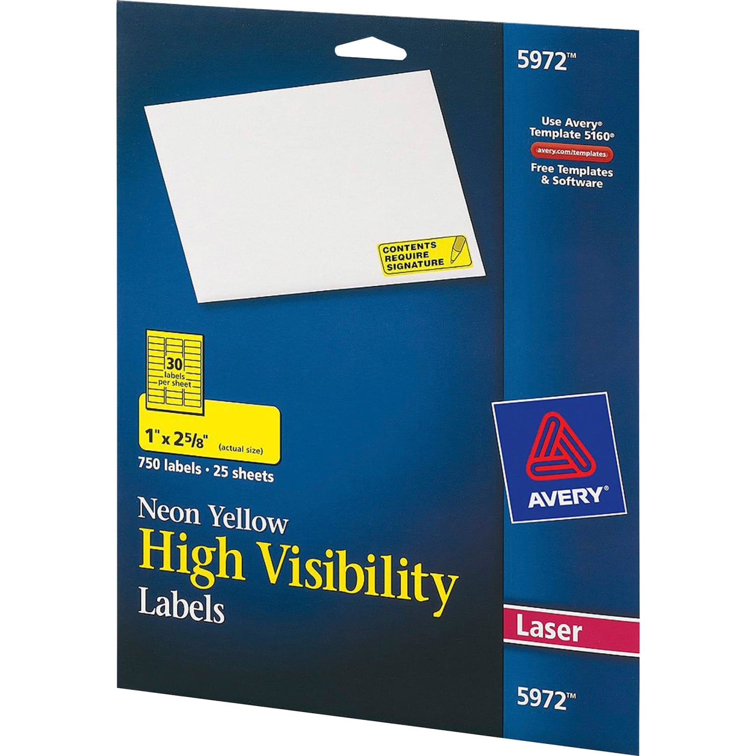 Avery High-Visibility Permanent Laser ID Labels, 5972, 1in x 2 5/8in, Yellow, Pack Of 750 - Image 3