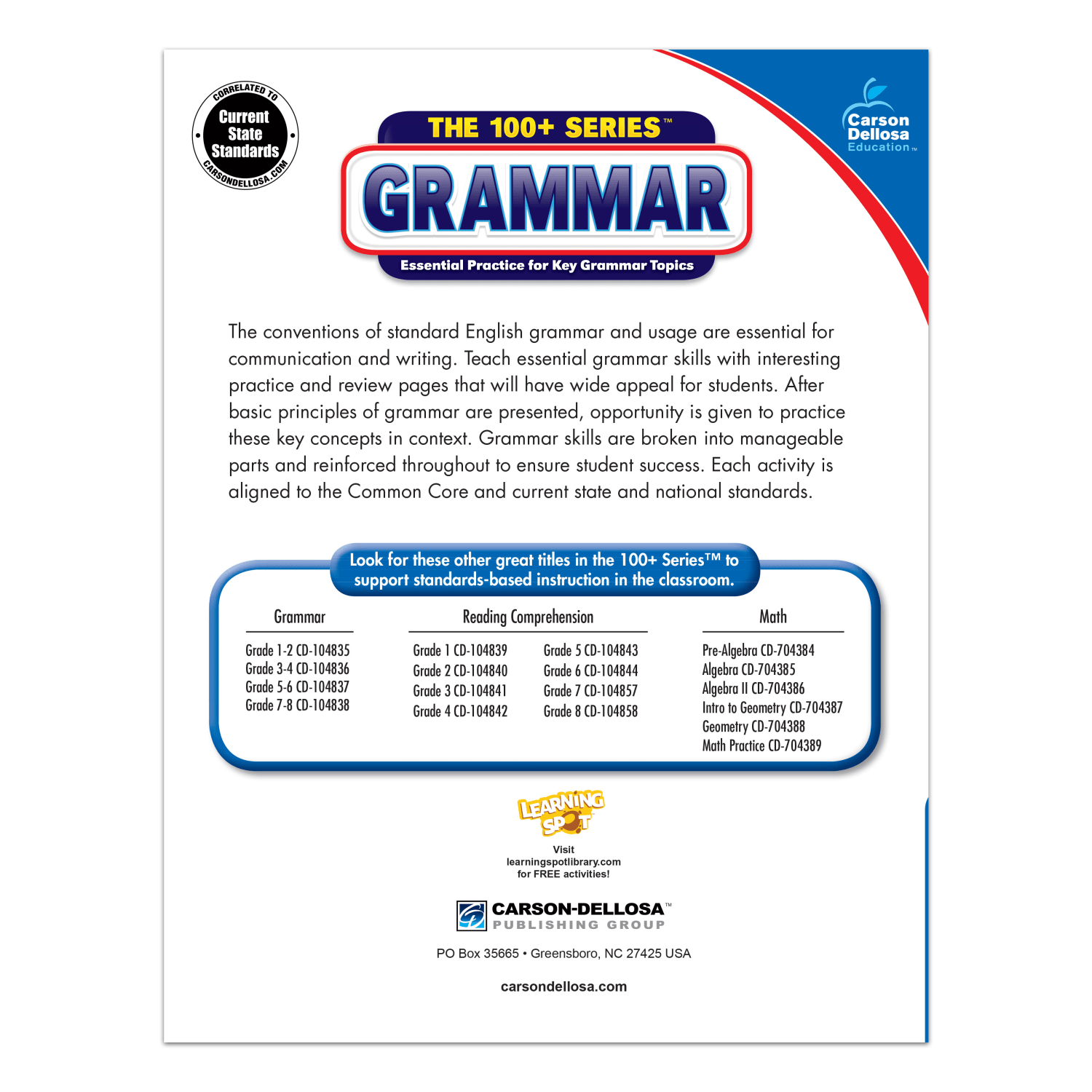 Carson-Dellosa 100+ Series Grammar Workbook, Grades 1-2 - Image 4