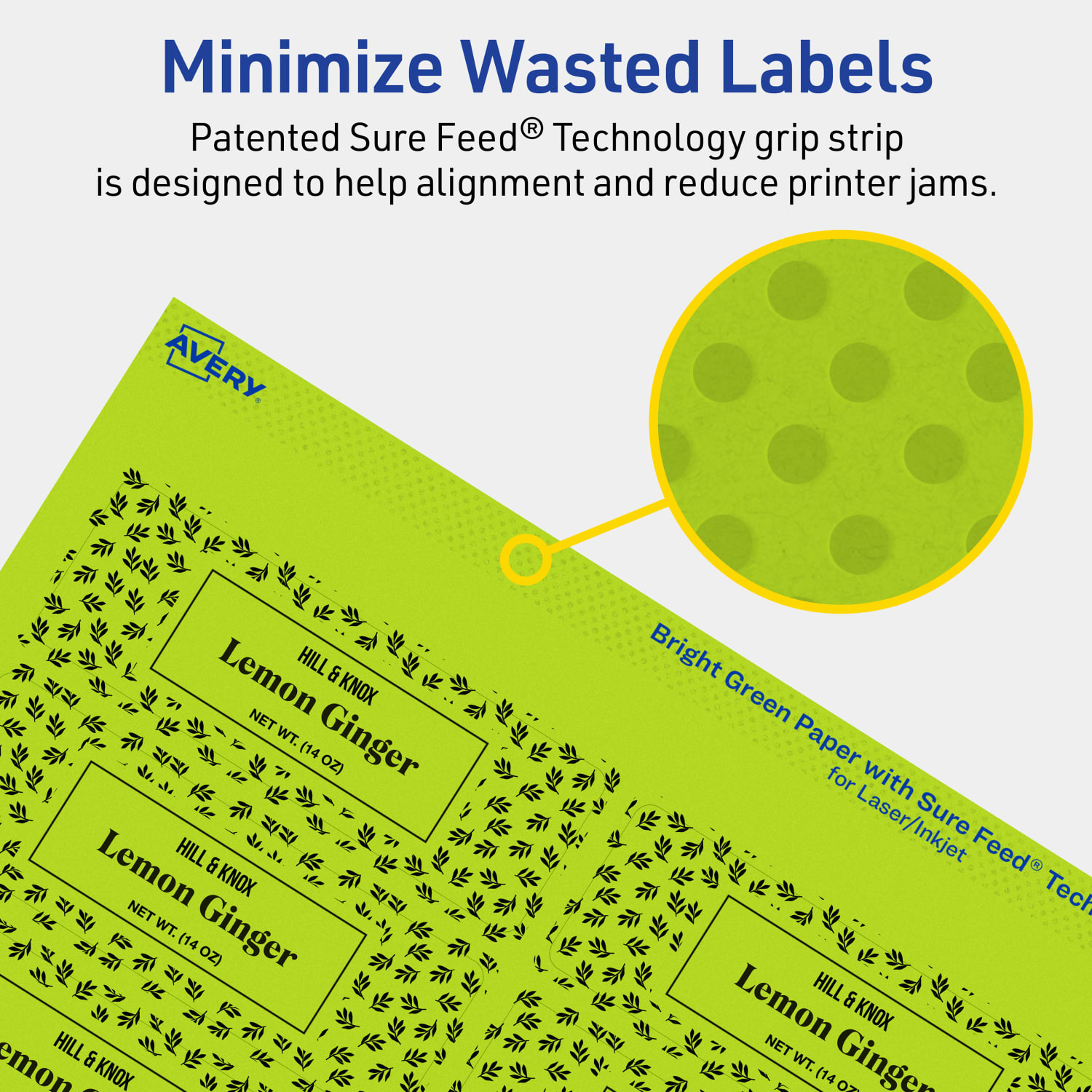 Avery Print-To-The-Edge Labels With Sure Feed Technology And Easy Peel, 94228-BGP80, Rectangle, 1-1/4in x 3-3/4in, Matte Bright Green, Pack of 960 - Image 5