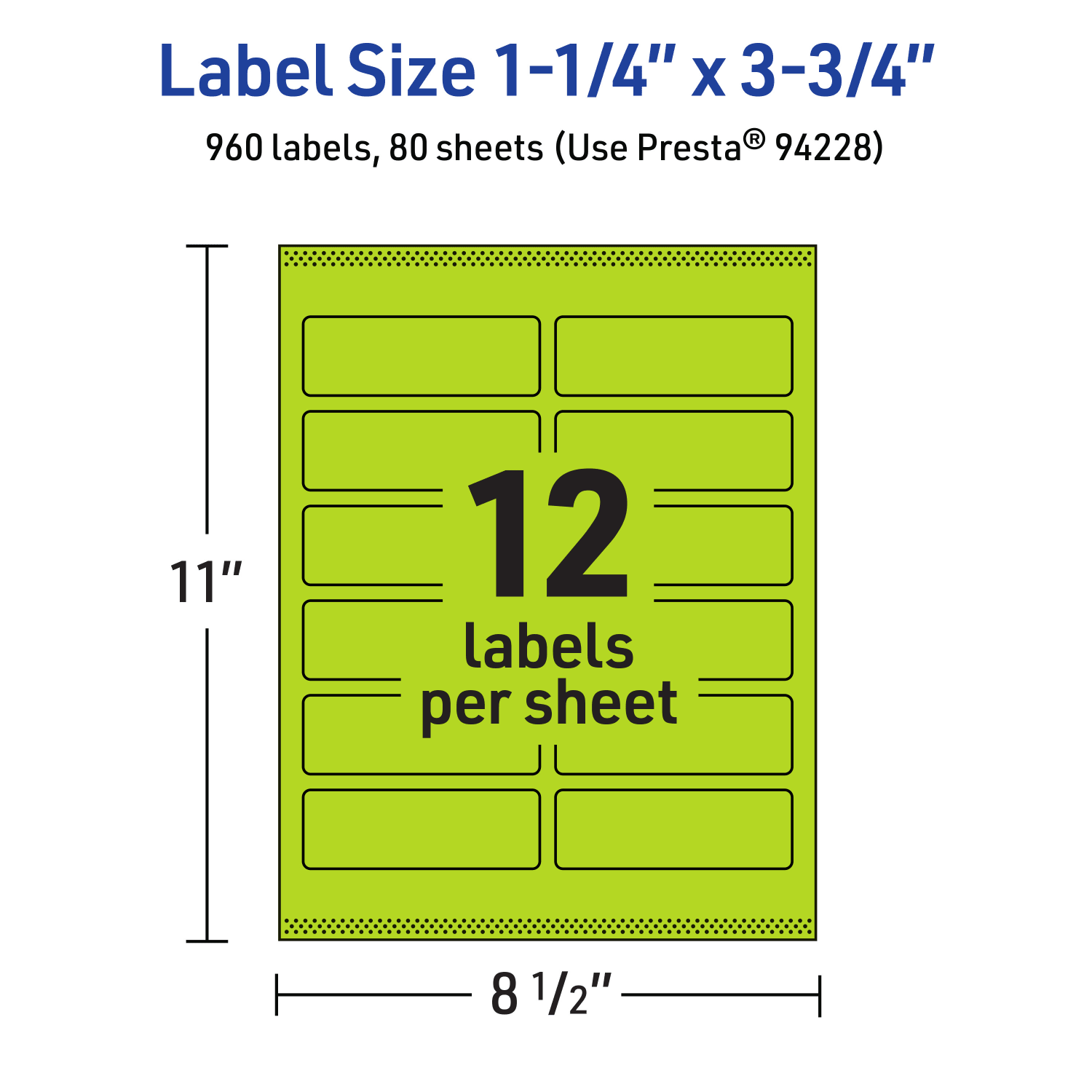 Avery Print-To-The-Edge Labels With Sure Feed Technology And Easy Peel, 94228-BGP80, Rectangle, 1-1/4in x 3-3/4in, Matte Bright Green, Pack of 960 - Image 6