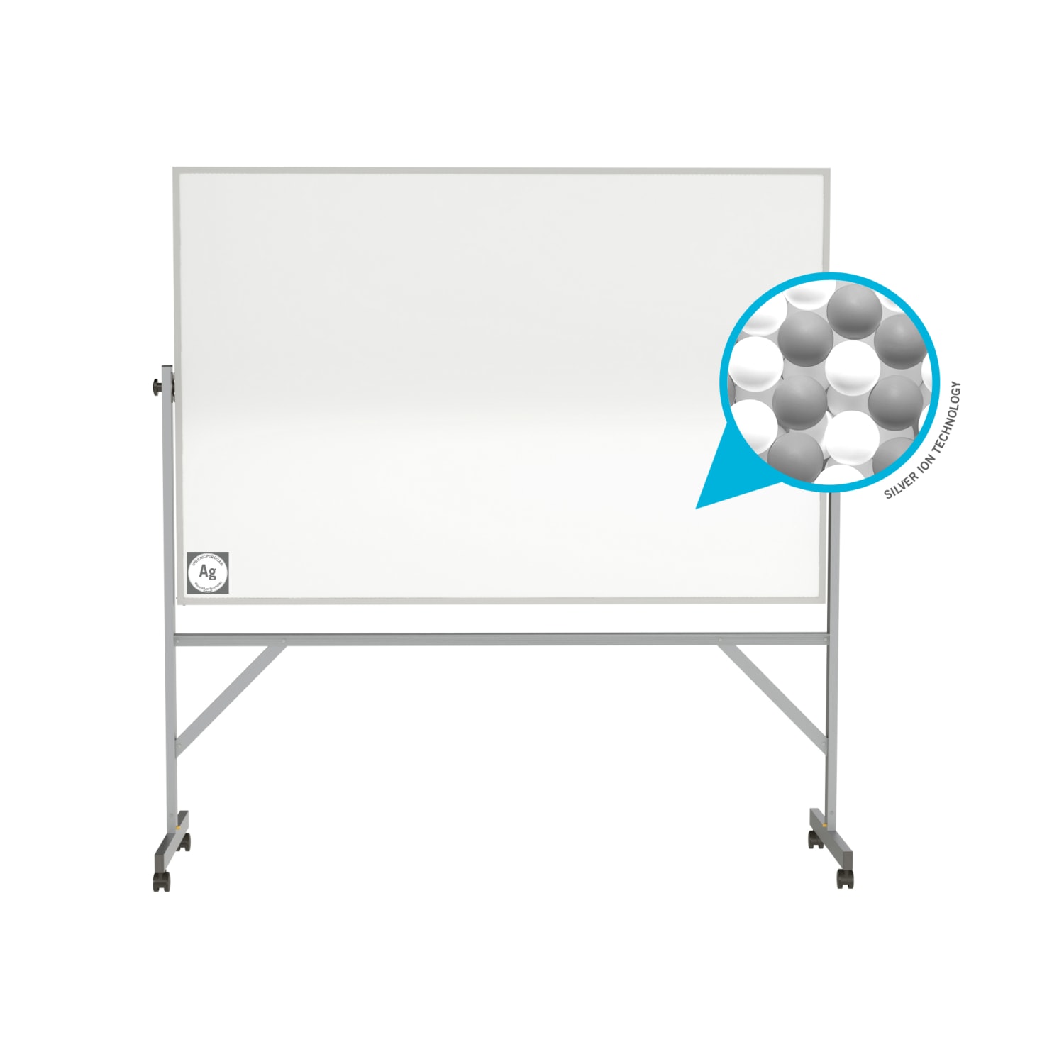 Ghent Reversible Magnetic Hygienic Porcelain Whiteboard, Aluminum Frame, 48inH x 72inW, White - Image 3