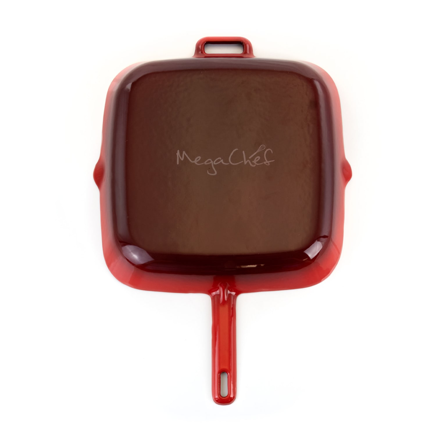 MegaChef Cast Iron Grill Pan, 14in, Red - Image 5