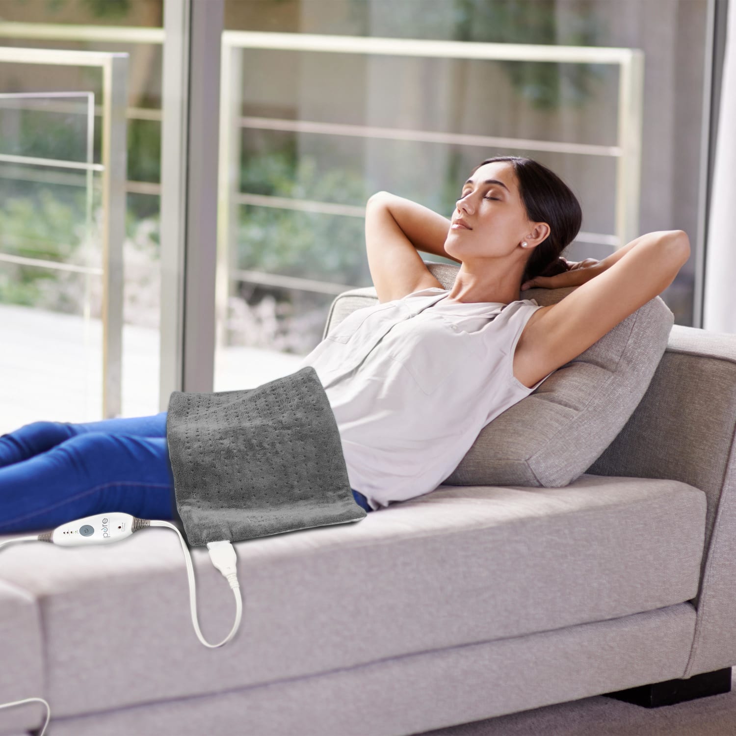 Pure Enrichment PureRelief Deluxe Heating Pad, 11-1/2in x 23-1/2in, Gray - Image 4