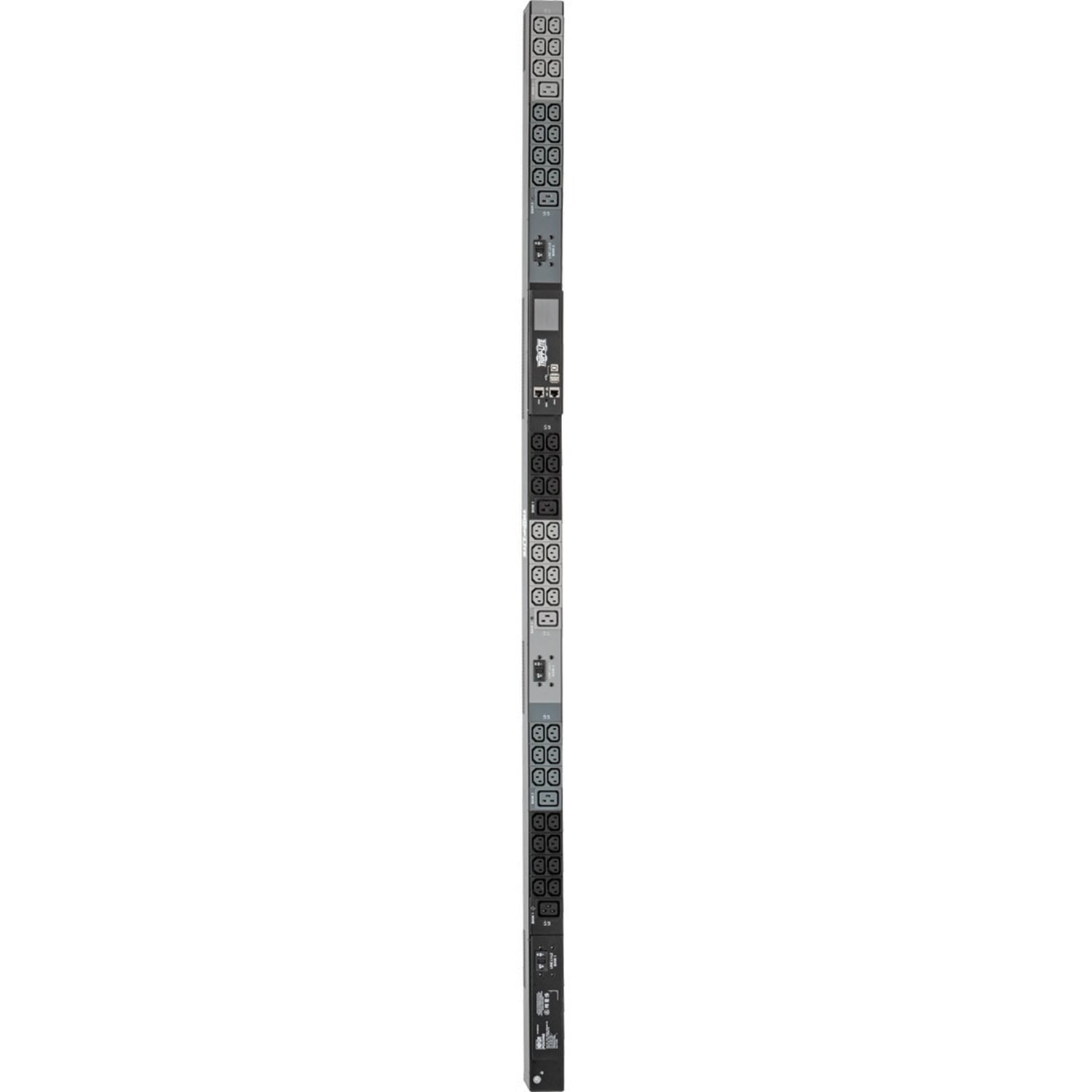 Tripp Lite 14.5kW 3-Phase Monitored PDU, LX Interface, 200/208/240V Outlets (42 C13/6 C19), LCD, IEC 309 60A Blue, 3m/10 ft. Cord, 0U 1.8m/70in., TAA - Image 3