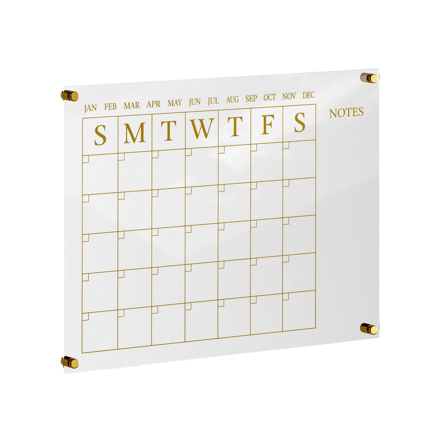 Martha Stewart Grayson Monthly Acrylic Wall Calendar, 18in x 24in, Clear/Gold, Undated - Image 3