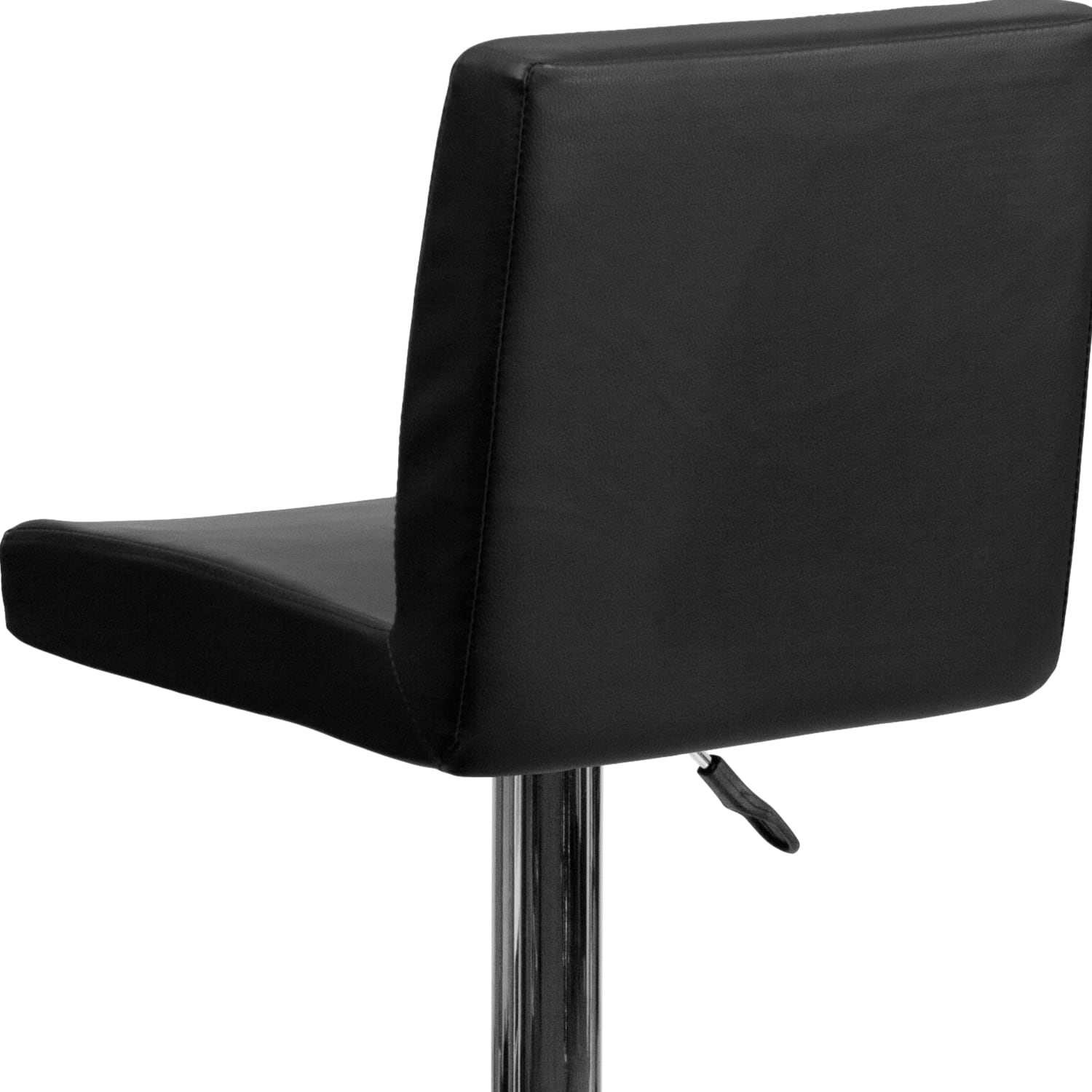 Flash Furniture Contemporary Vinyl Adjustable Height Barstool with Panel Back and Chrome Base Black PopularChairscom Flash Furniture Contemporary Vinyl Adjustable Height Barstool with Panel Back and Chrome Base Black PopularChairscom