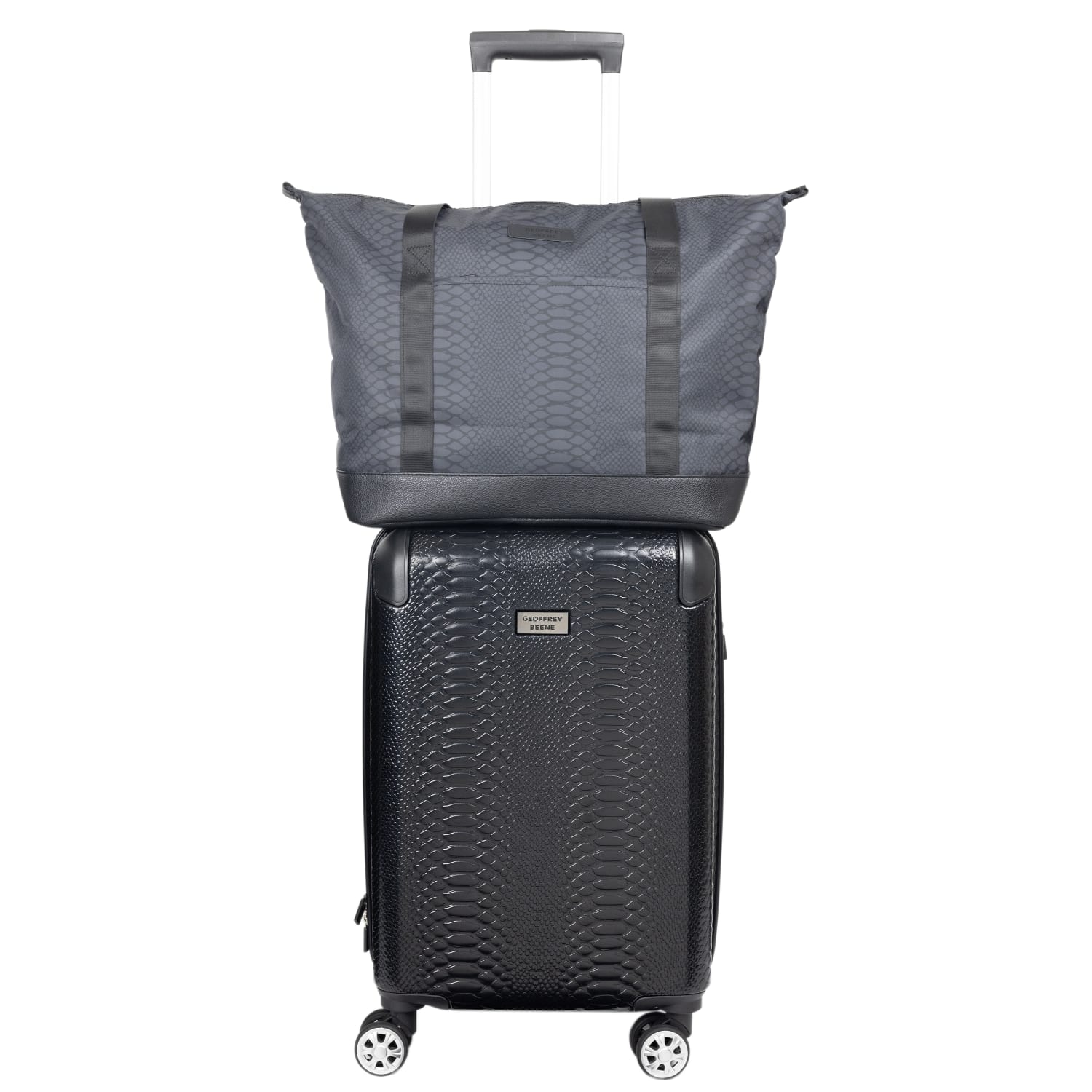 Geoffrey Beene Embossed Snakeskin 2-Piece Luggage Set, Black - Image 3