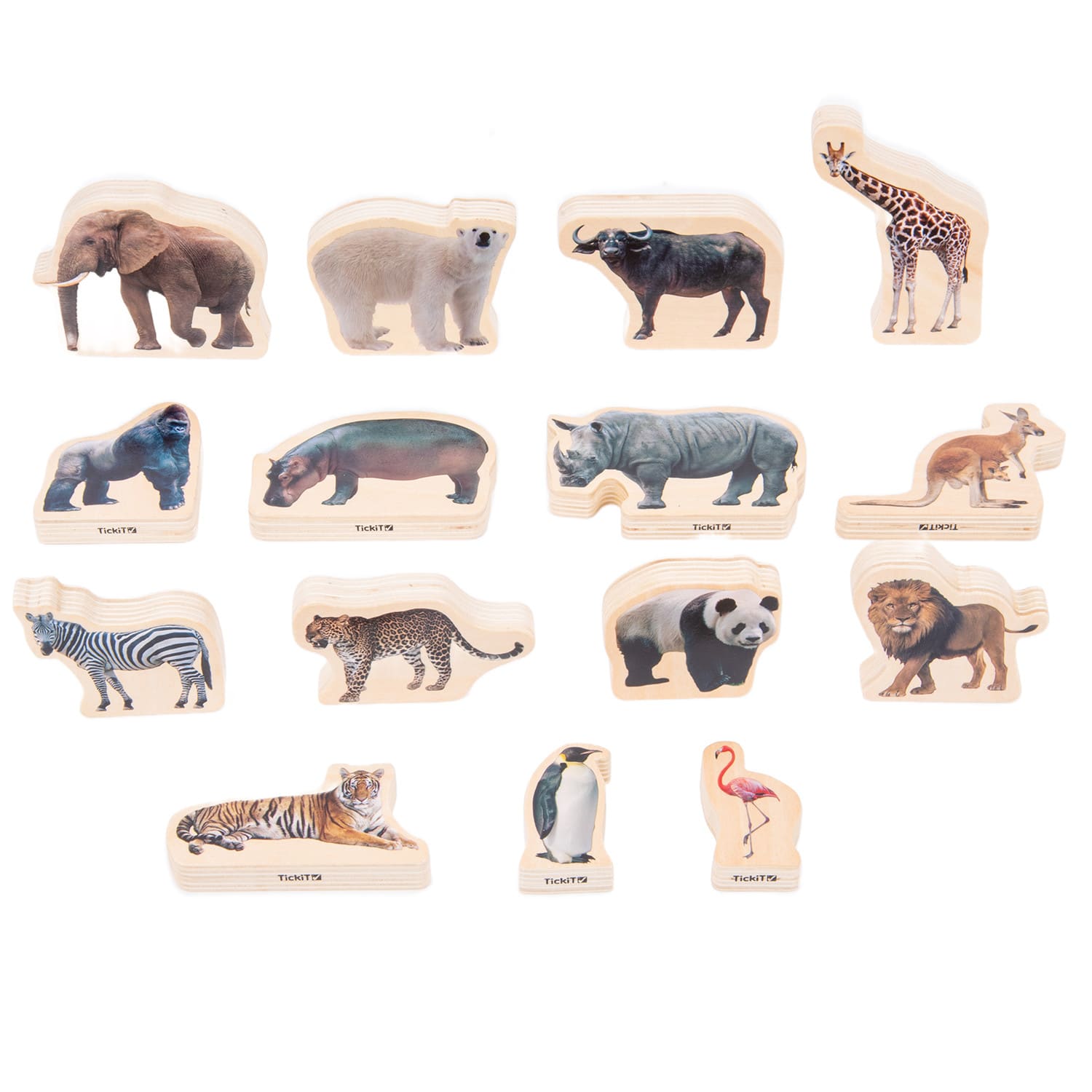Tickit Wooden Wild Animal Blocks, Set Of 15 - Image 3