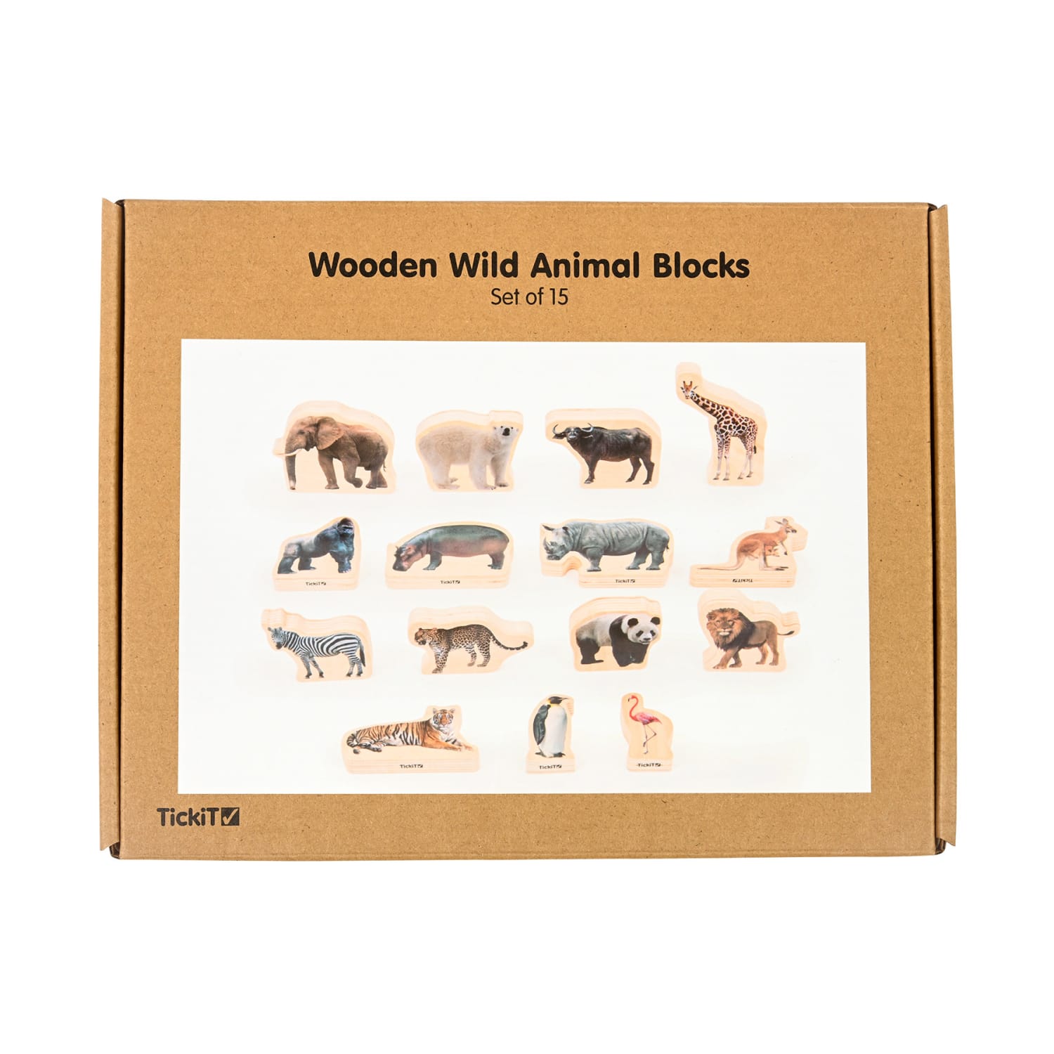 Tickit Wooden Wild Animal Blocks, Set Of 15 - Image 4
