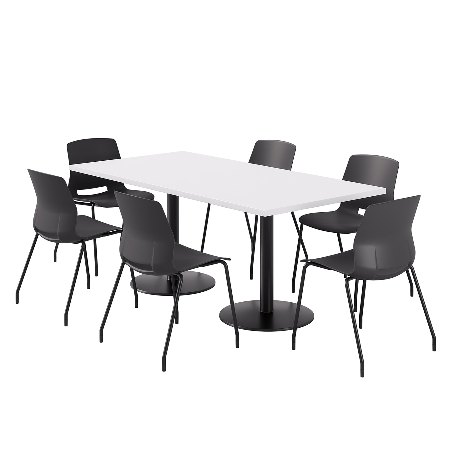 Designer White Top/Black Base/Black Chairs