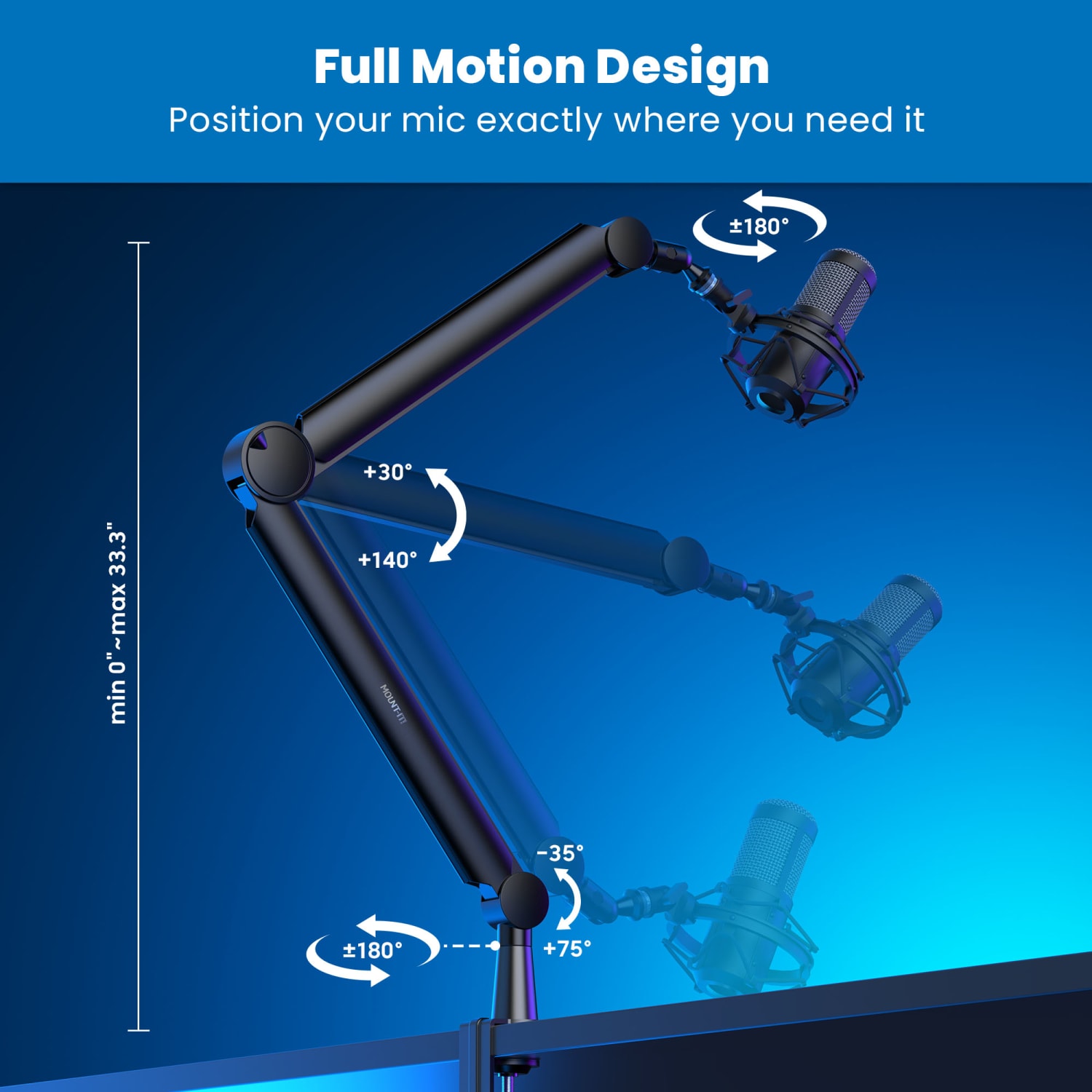 Mount-It! Full Motion Microphone Boom Arm, Black - Image 6