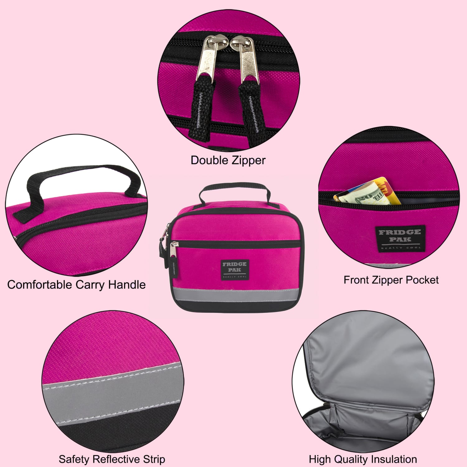 Fridge Pak Lunch Boxes With Clips, 7-1/4inH x 9inW x 4inD, Pink/Teal/Purple/Blue, Pack Of 24 Lunch Boxes - Image 3
