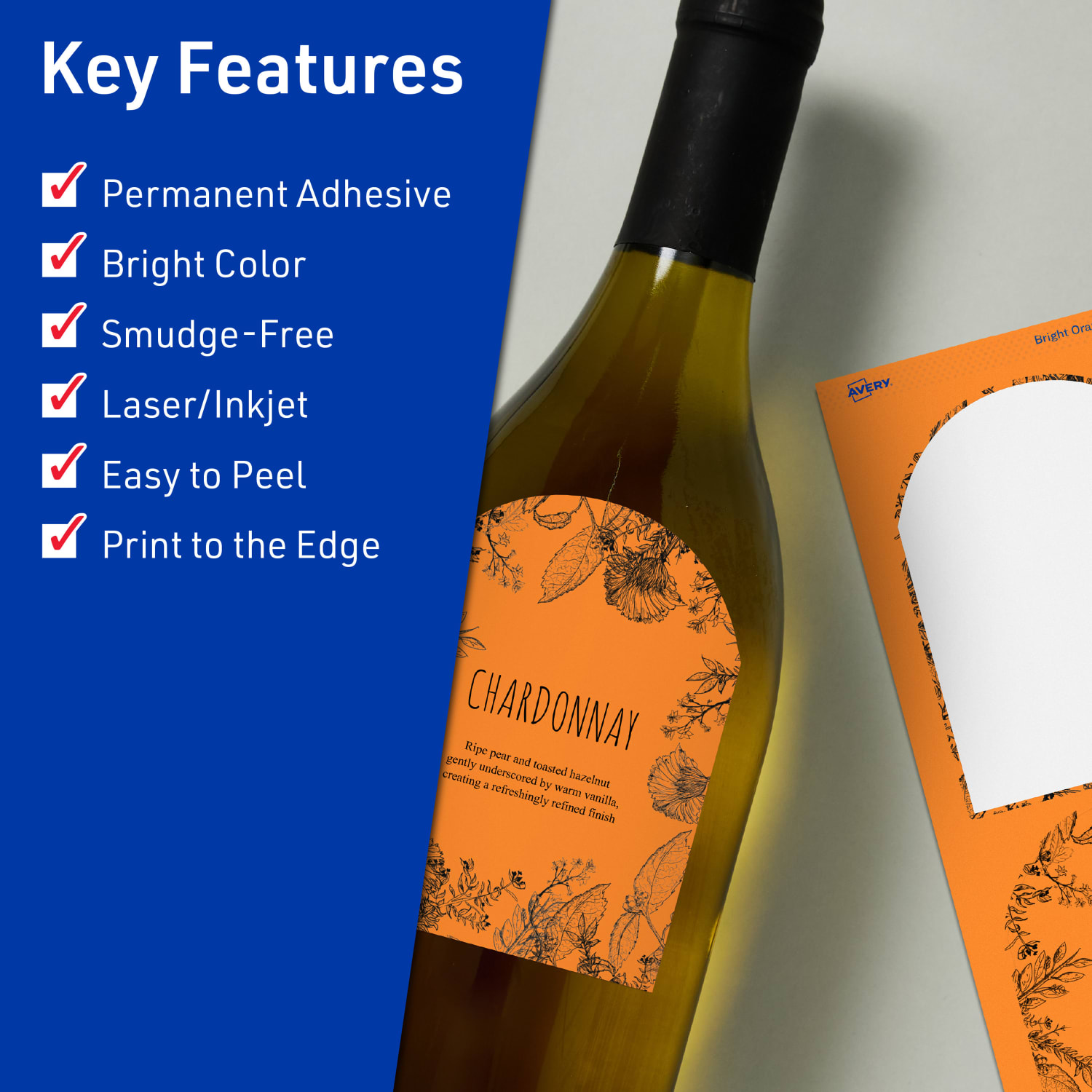 Avery Print-To-The-Edge Labels With Sure Feed Technology, 94600-BOP80, Arched, 4-3/4in x 3-1/2in, Matte Bright Orange, Pack of 320 - Image 3