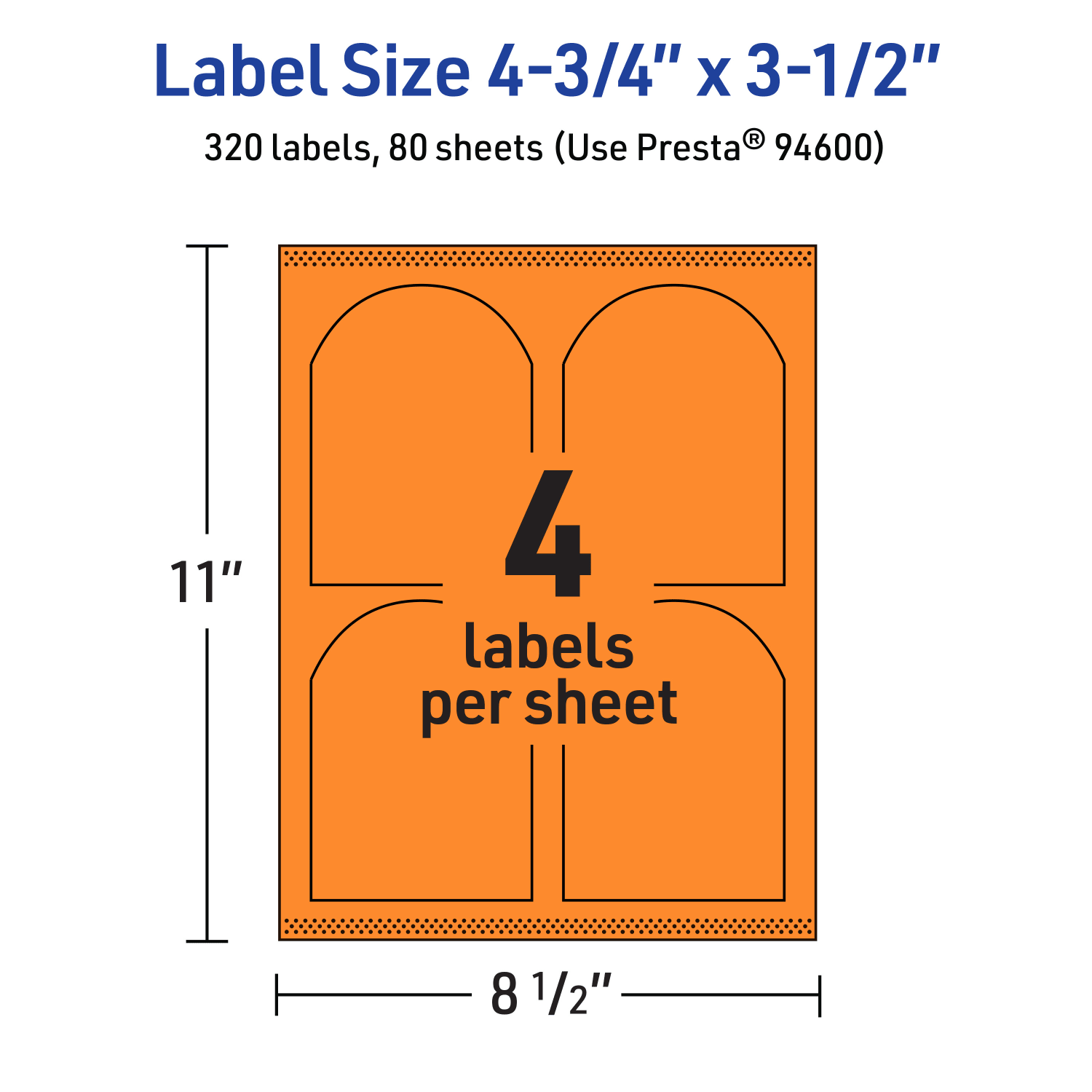 Avery Print-To-The-Edge Labels With Sure Feed Technology, 94600-BOP80, Arched, 4-3/4in x 3-1/2in, Matte Bright Orange, Pack of 320 - Image 6