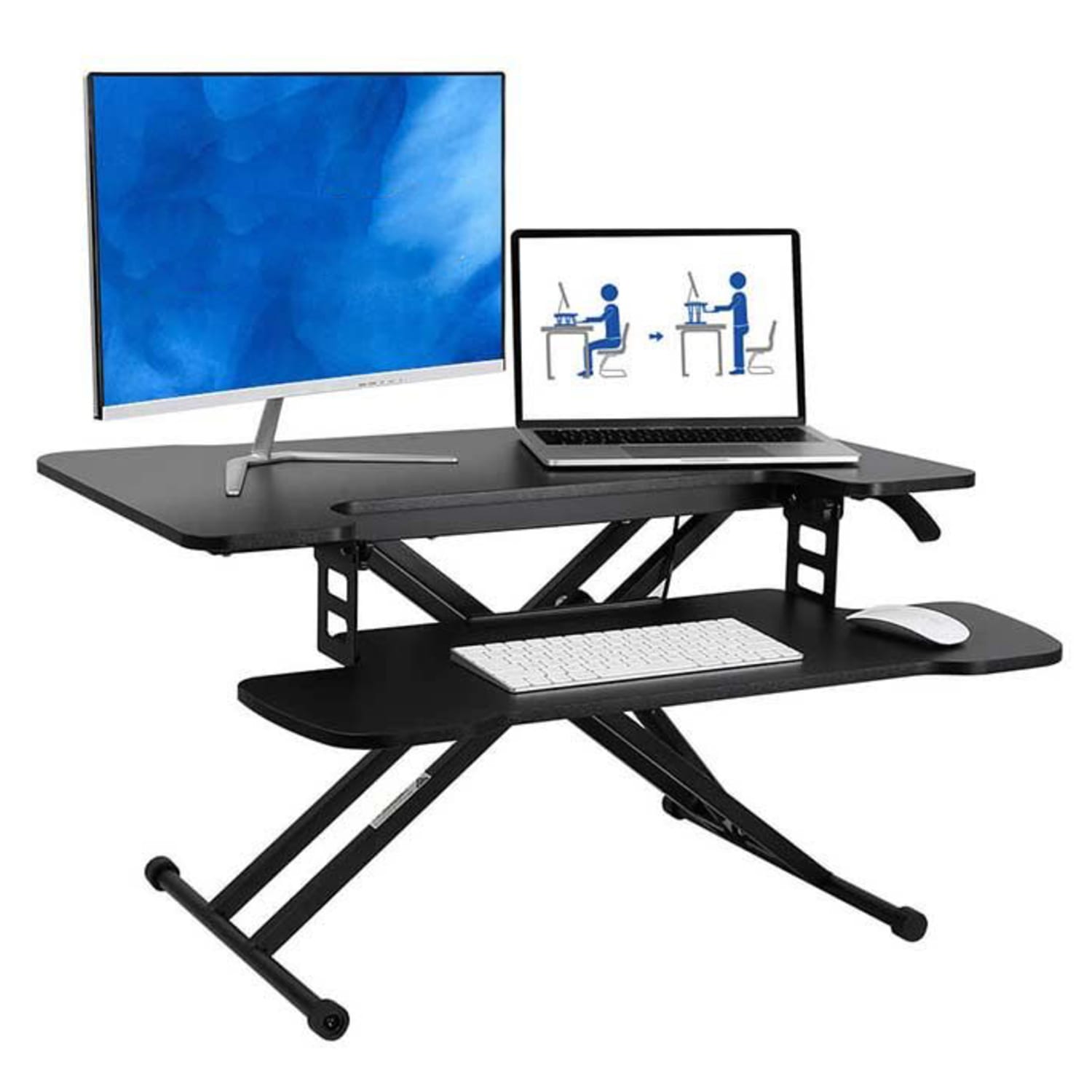 FlexiSpot M18M Sit-To-Stand Desk Riser, 17-3/4inH x 30-3/4inW x 18-15/16inD, Black - Image 4