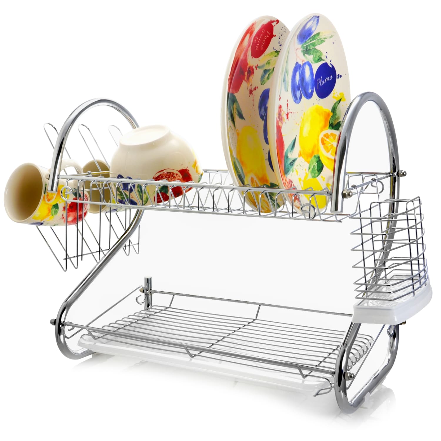 MegaChef 22in 2-Shelf Dish Rack, Silver - Image 5