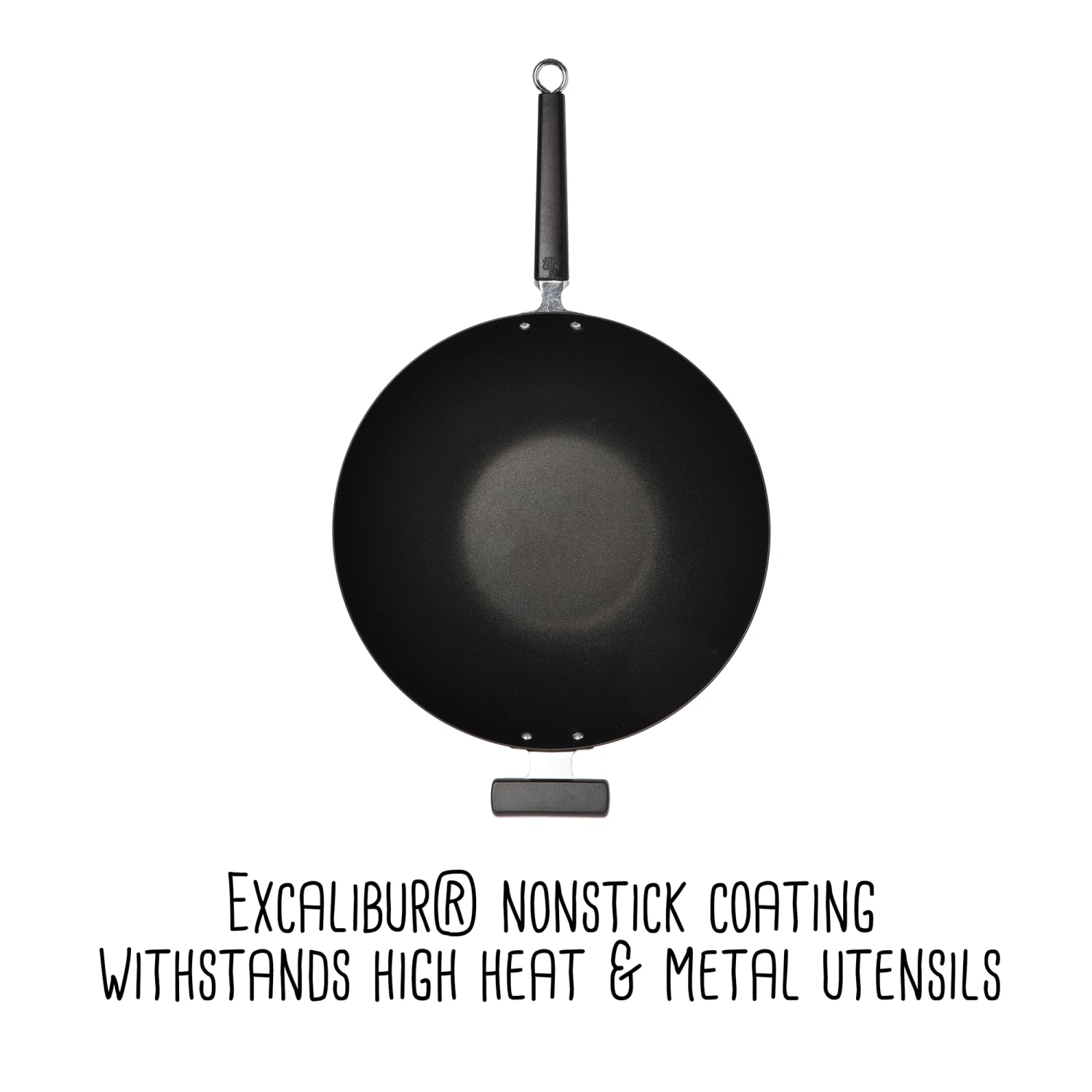 Joyce Chen Professional Series Carbon Steel Excalibur Nonstick Wok With Phenolic Handles, 4inH x 14inW x 24inD, Black - Image 6