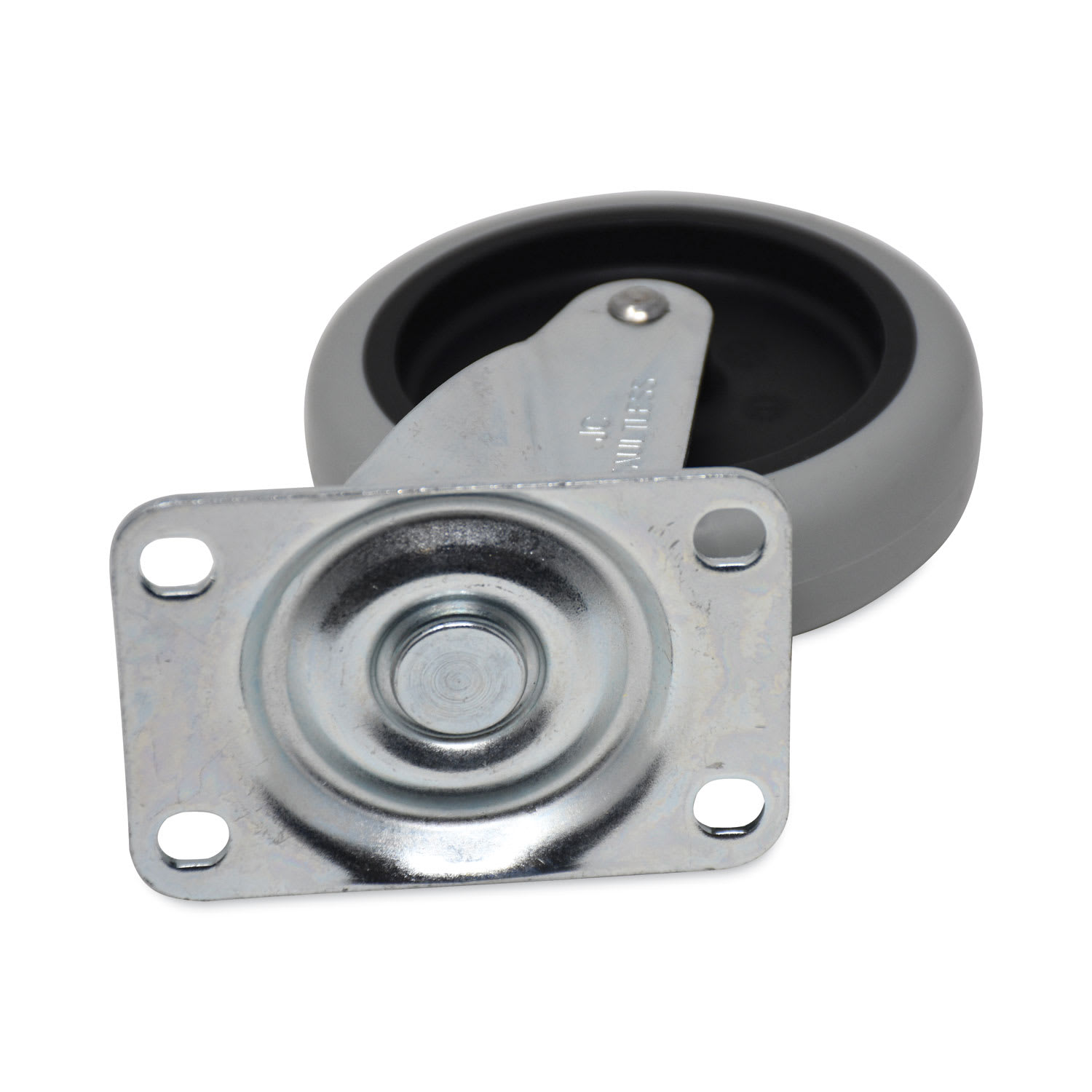 Rubbermaid Commercial Non-Marking Plate Casters, Swivel Mount Plate, 4in Wheel, Black/Gray/Silver - Image 5