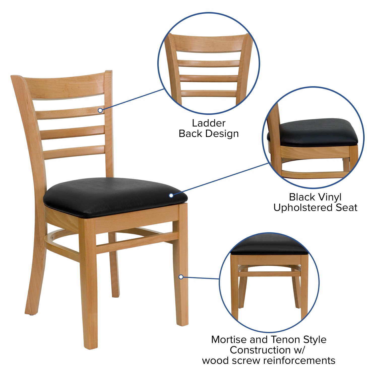Flash Furniture HERCULES Ladder Back Wood Restaurant Accent Chair Black Vinyl SeatNatural Wood Frame PopularChairscom Flash Furniture HERCULES Ladder Back Wood Restaurant Accent Chair Black Vinyl SeatNatural Wood Frame PopularChairscom