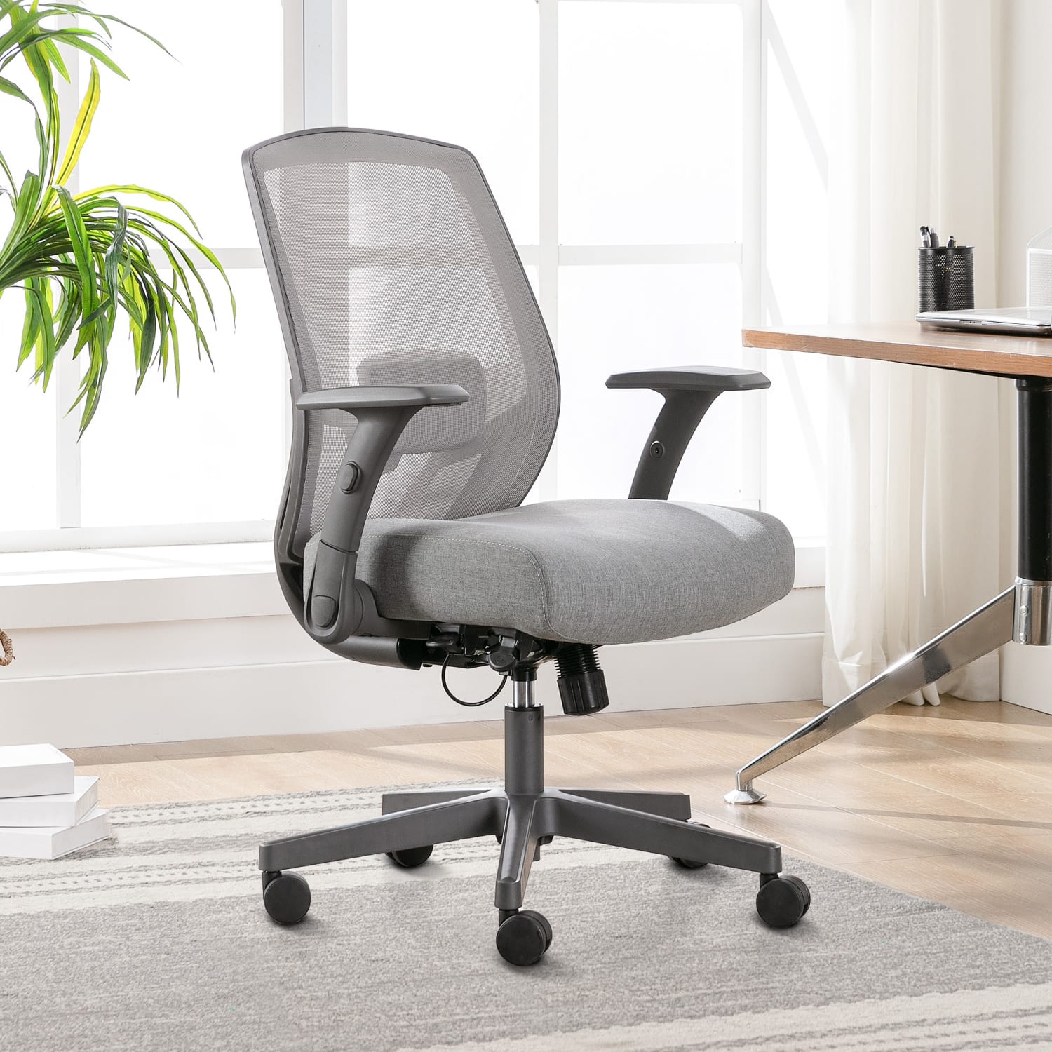 Serta SitTrue Rayne Ergonomic Mesh/Fabric Mid-Back Task Office Chair, Gray - Image 4