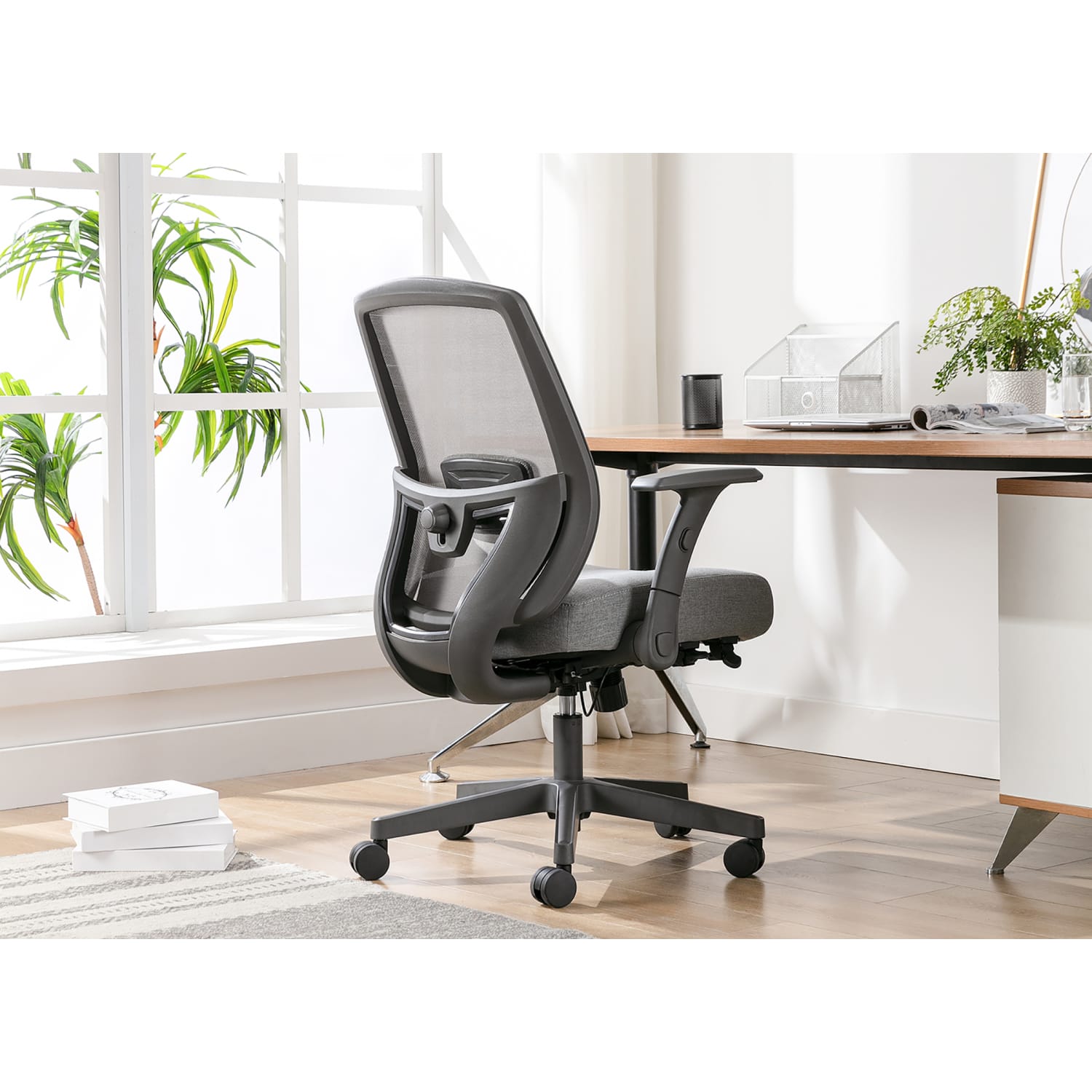 Serta SitTrue Rayne Ergonomic Mesh/Fabric Mid-Back Task Office Chair, Gray - Image 6