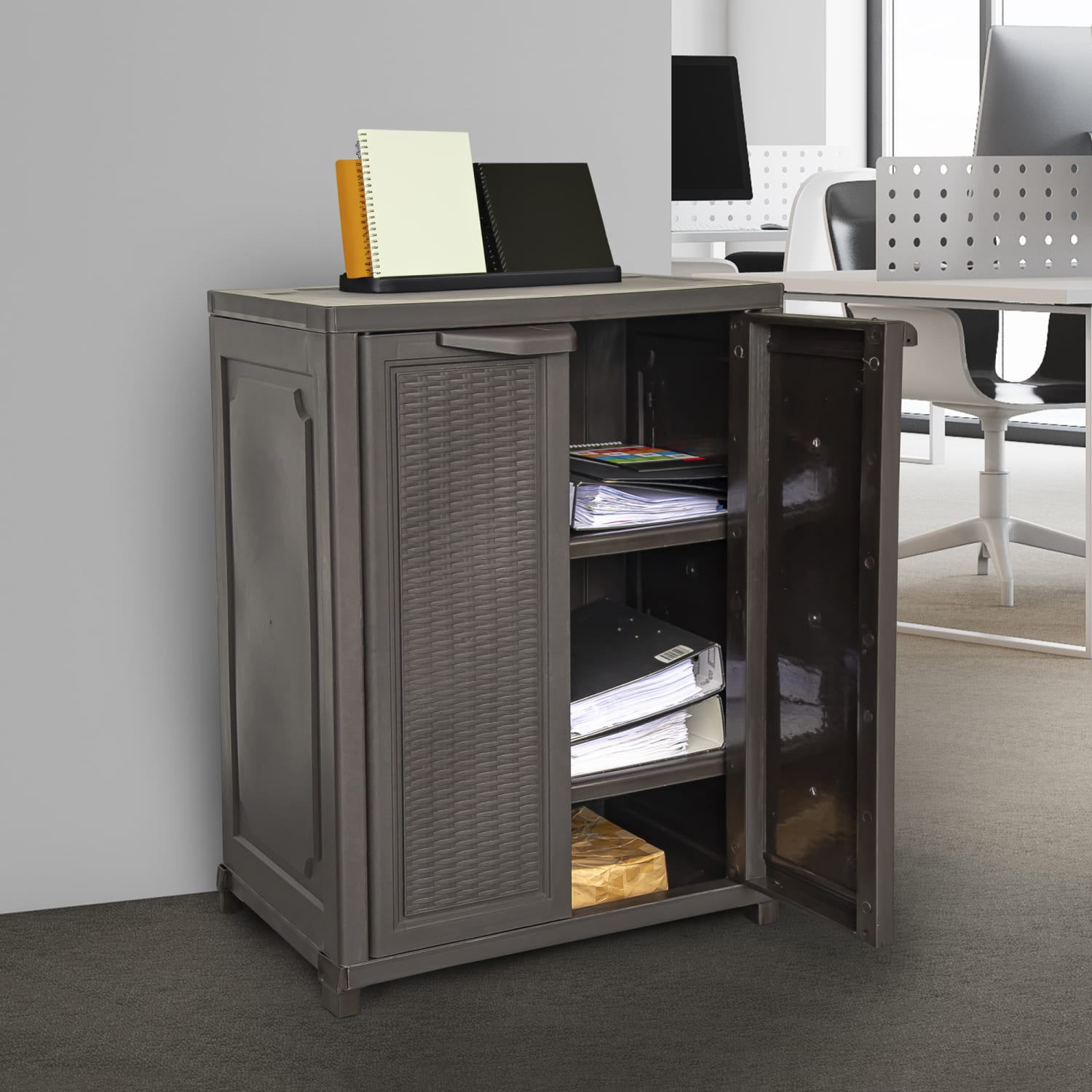 Inval 2-Door 28inW Heavy-Duty Medium Storage Cabinet, Espresso - Image 6