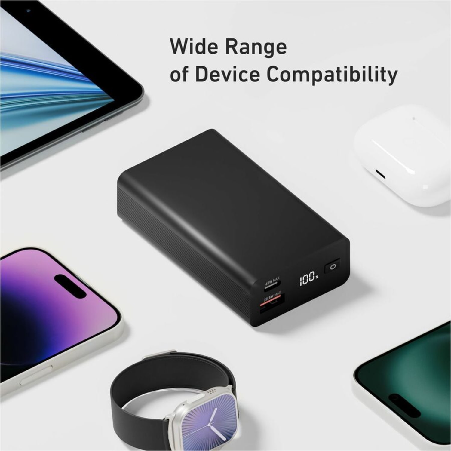 CODi 65W Laptop/Device Power Bank - 20,000mAh Portable Charger with 1 USB-C Port, 1 USB-A Port & Digital Battery Display - Image 3